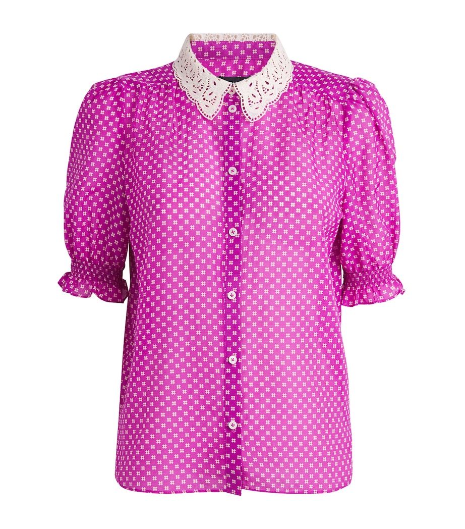 Cotton-Silk Crosses Blouse IRIS/CREAM/ORANGE Image 1