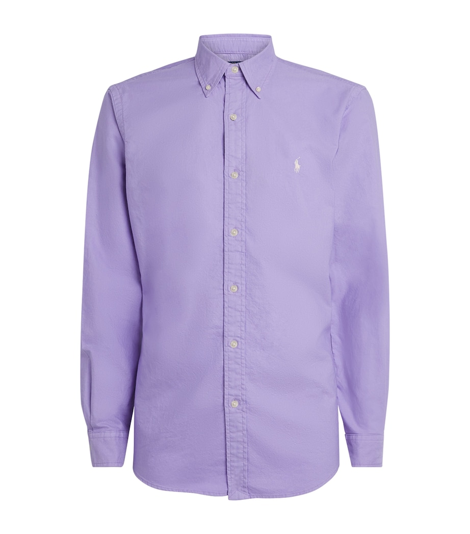 Polo Ralph Lauren Mens Cotton Garment-Dyed Oxford Shirt Powder Purple Image 1
