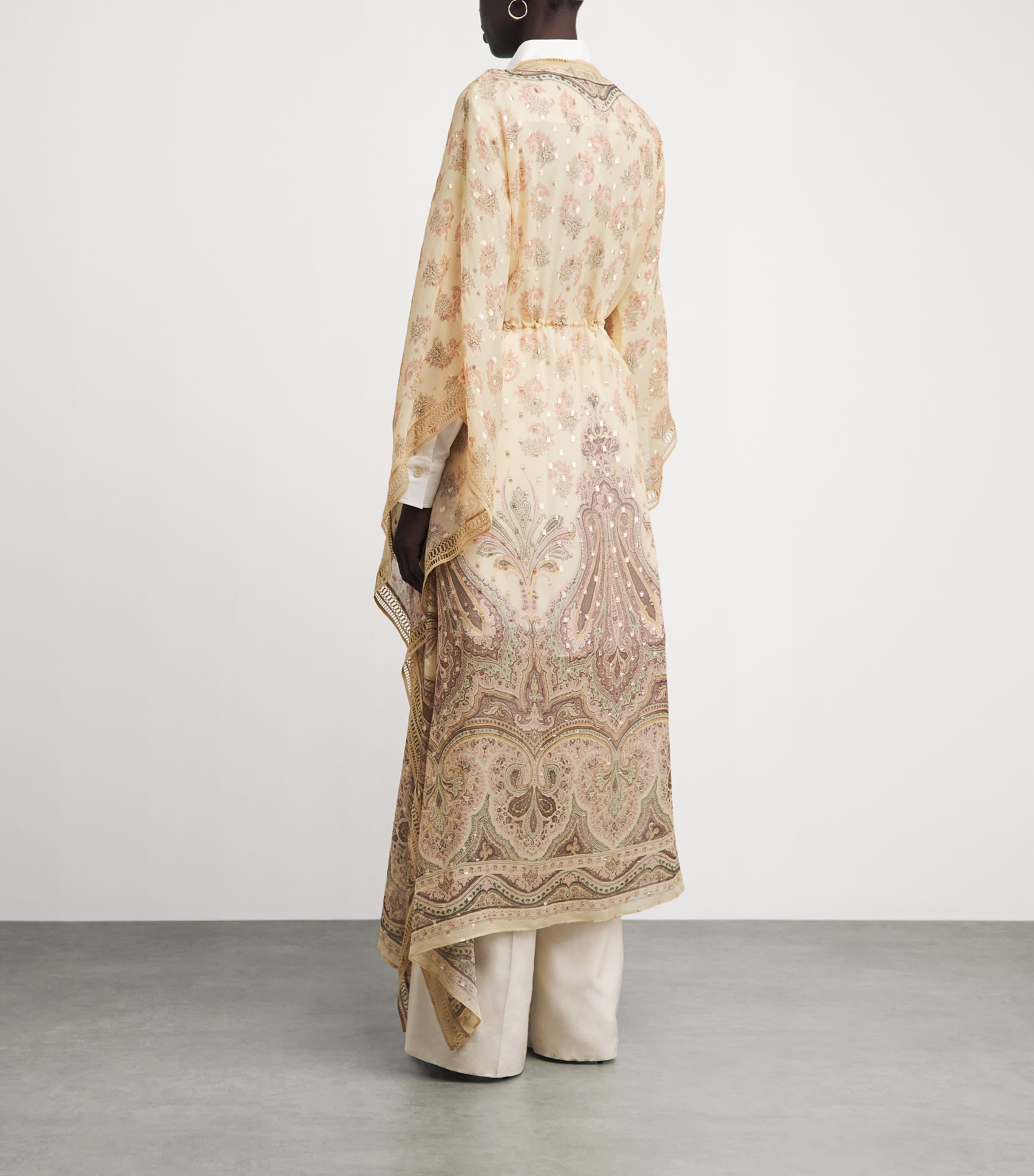 Etro Womens Silk-Lurex Paisley Robe Prnt/beig Base Image 4