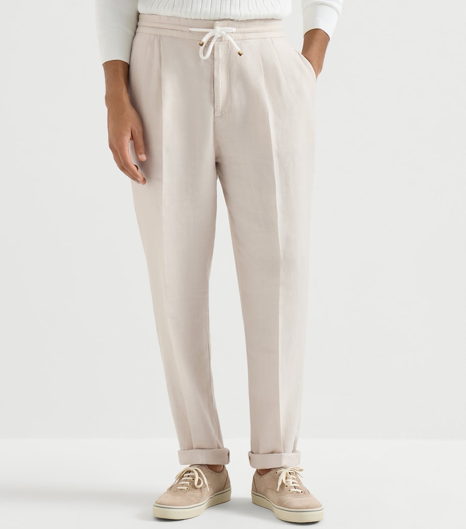 Brunello Cucinelli Mens Linen Gabardine Drawstring Trousers Image 3