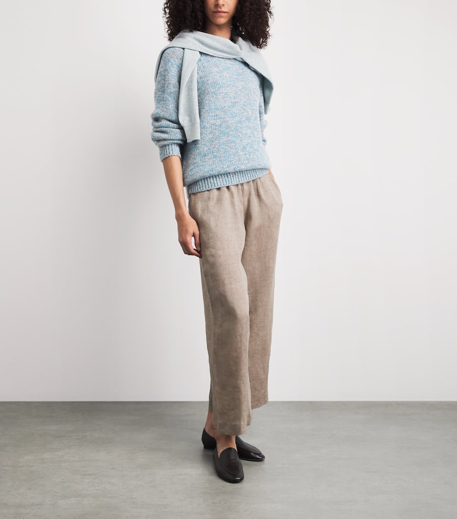 Johnstons Of Elgin Womens Cashmere Crew-Neck Fyfe Sweater Scapa Blu Mrl Image 2