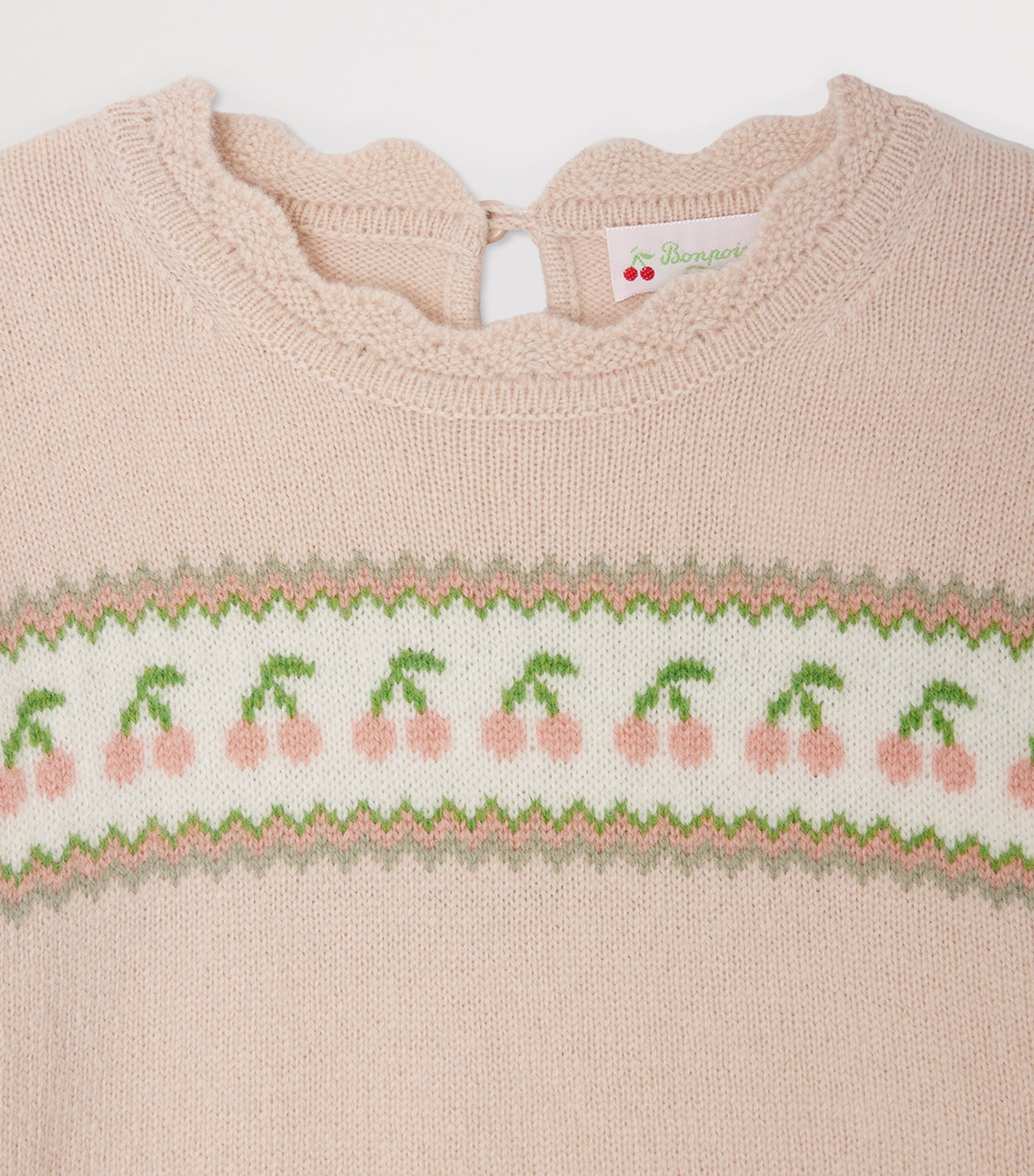 Wool Jacquard Cherry Sweater (4-8 Years) MULTICO ROSE FARD Image 3