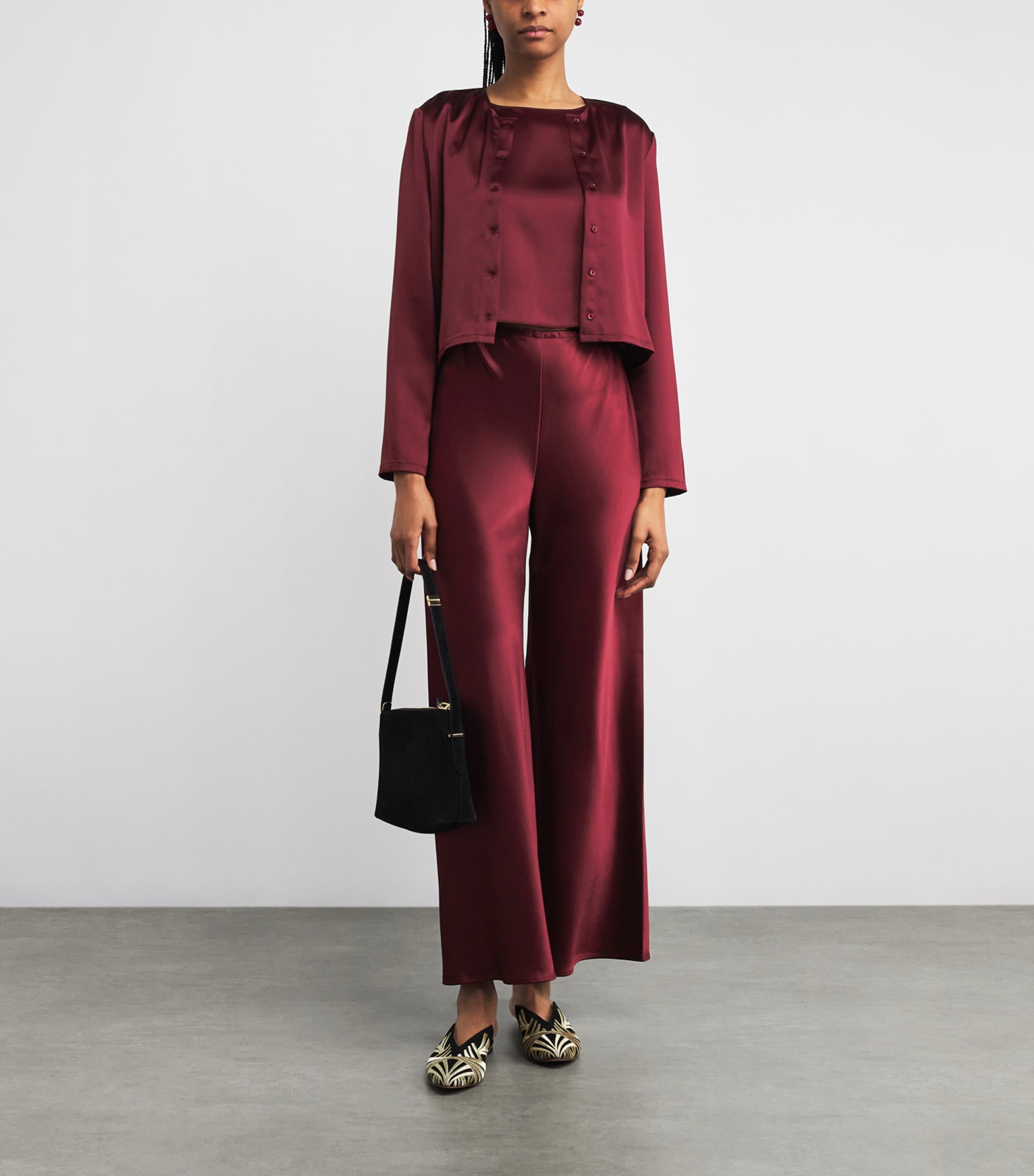 Satin Barb Bias Trousers BORDEAUX Image 2