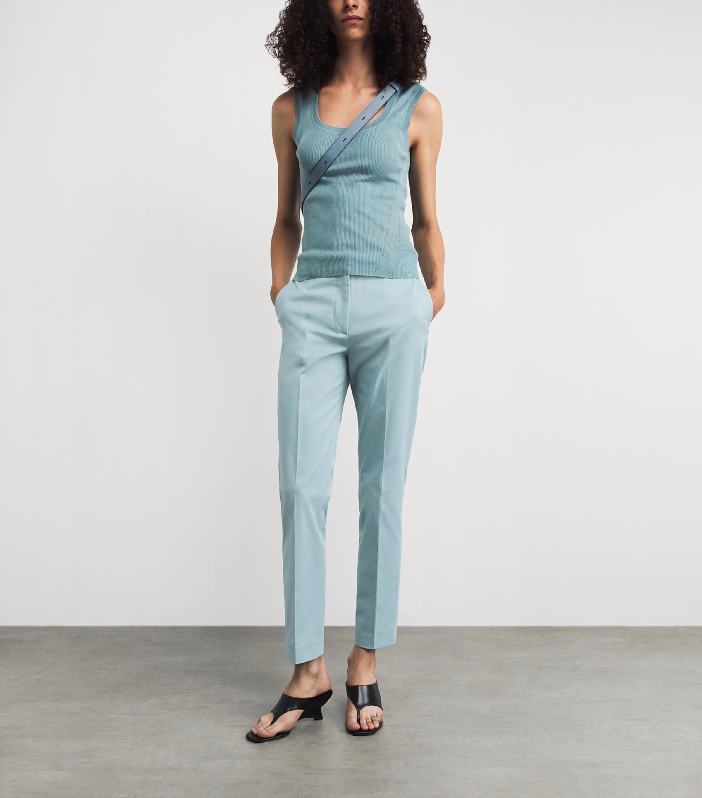 Joseph Womens Stretch-Cotton Coleman Slim Trousers Chambray Image 2