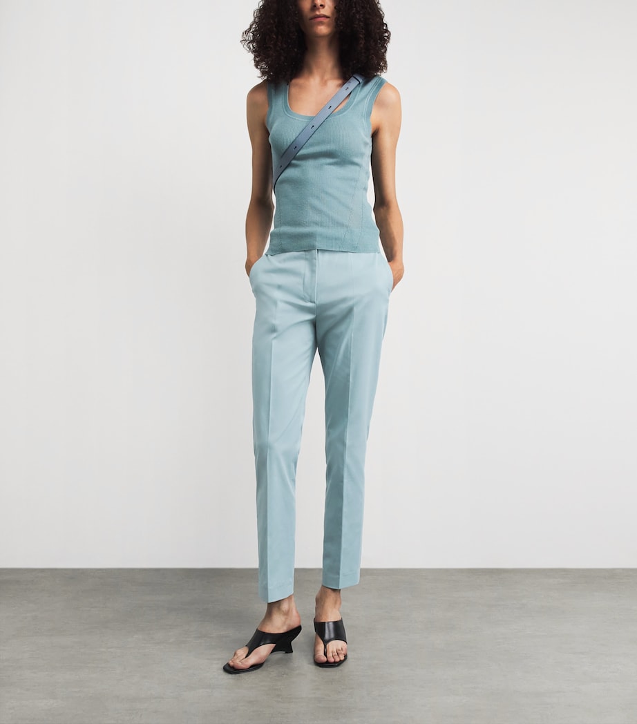 Joseph Womens Stretch-Cotton Coleman Slim Trousers Chambray Image 2