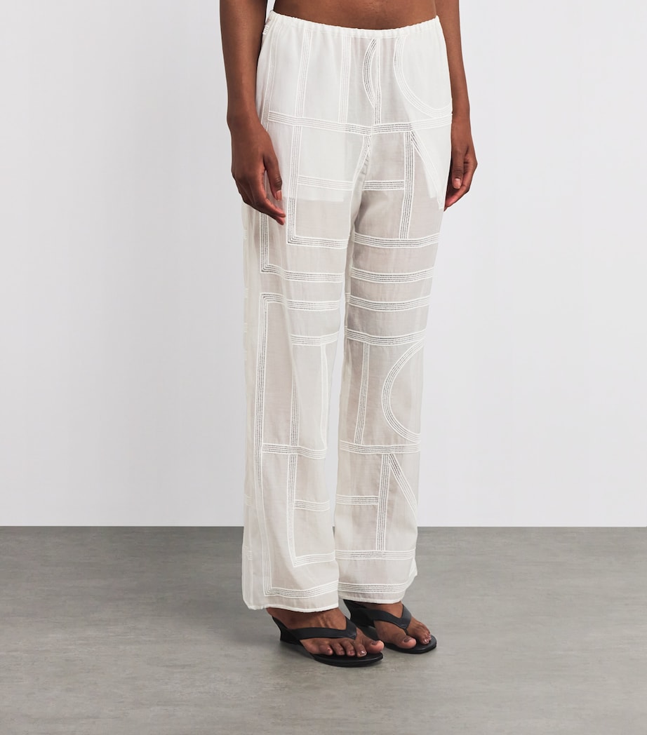 Cotton-Silk Monogram Trousers 047 WHITE Image 3