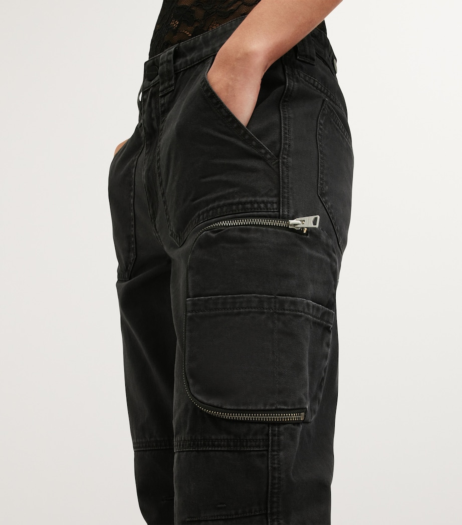 AllSaints Womens Denim Florence Cargo Trousers Washed Black Image 6