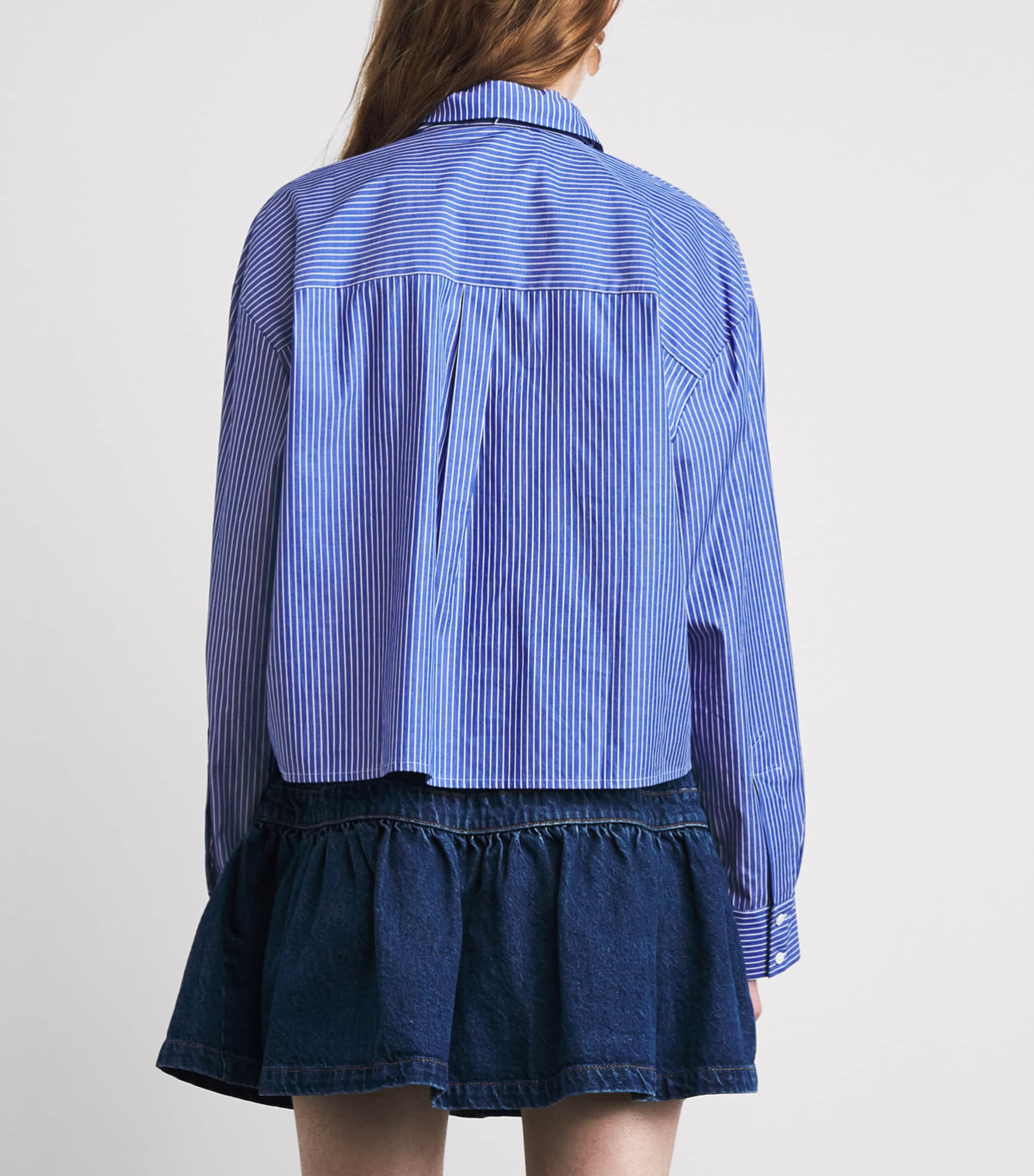 Maje Stretch-cotton Ribbed T-shirt In Blue