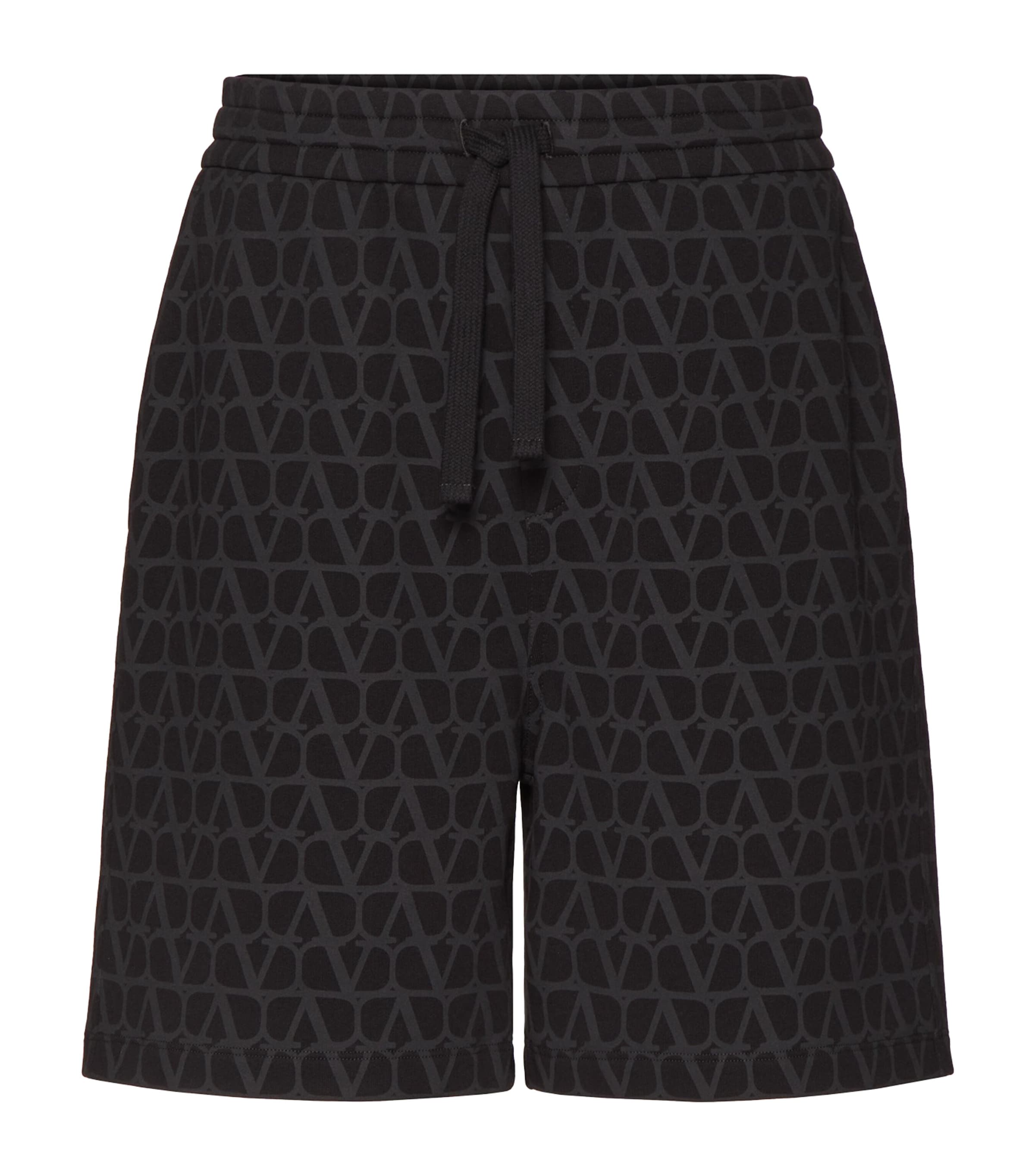 Shop Valentino Cotton Vlogo Shorts In Black