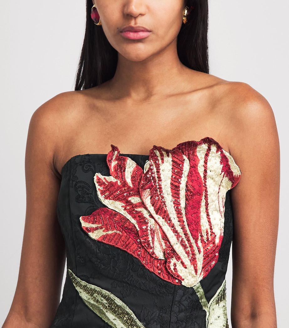 Alice+Olivia Womens Embellished Katia Mini Dress Soft Tulip Blck Image 3
