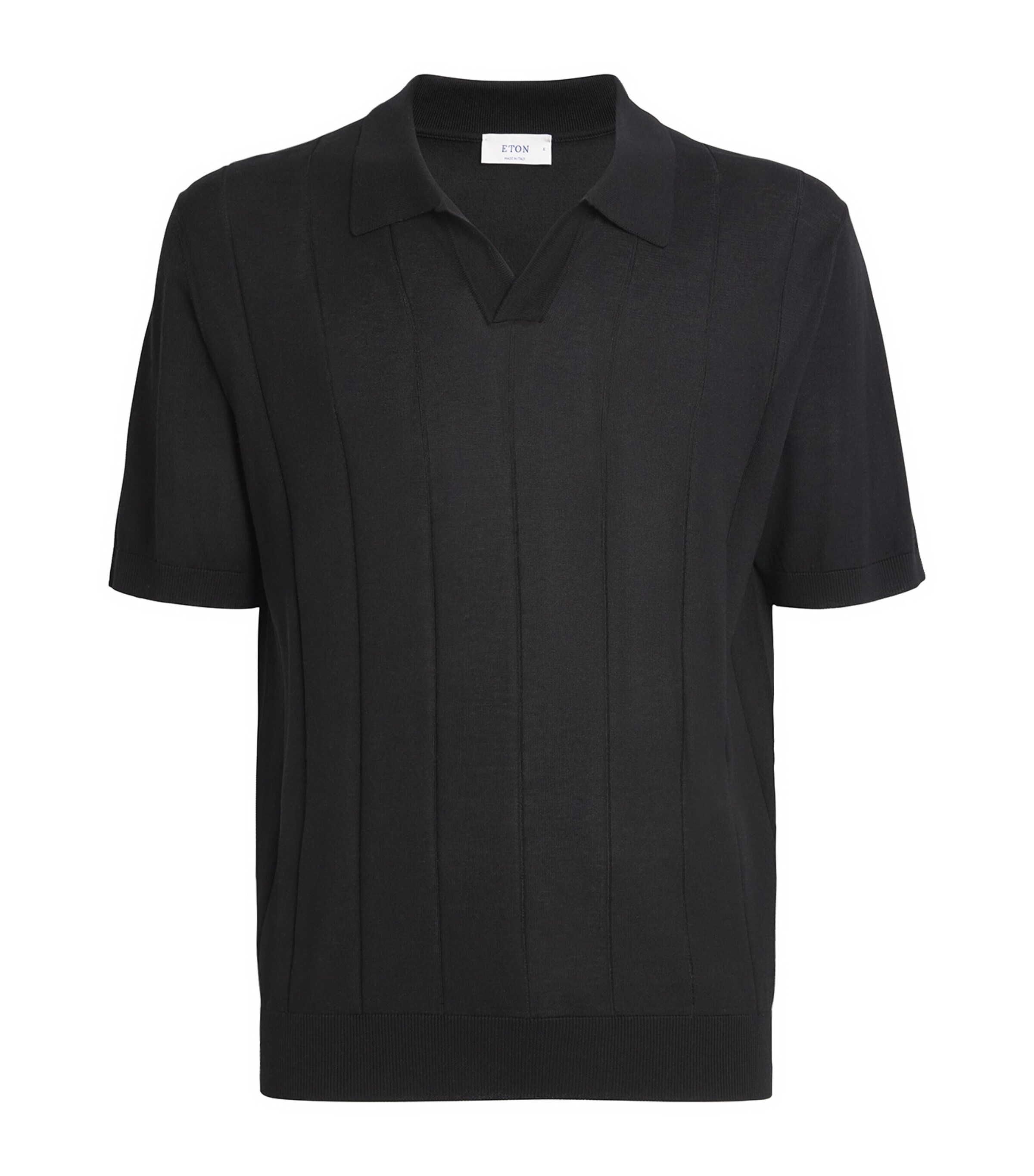 Eton Mens Cotton-Silk Polo Shirt Black Image 1