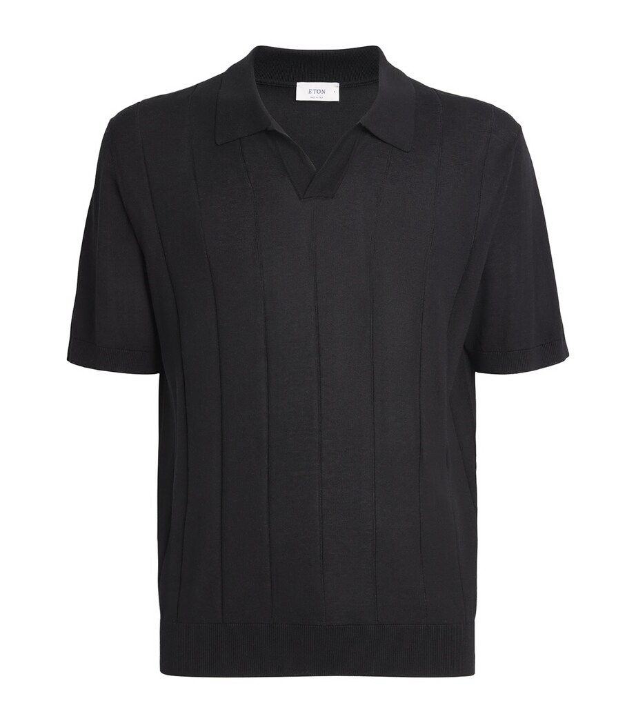 Eton Mens Cotton-Silk Polo Shirt Black Image 1