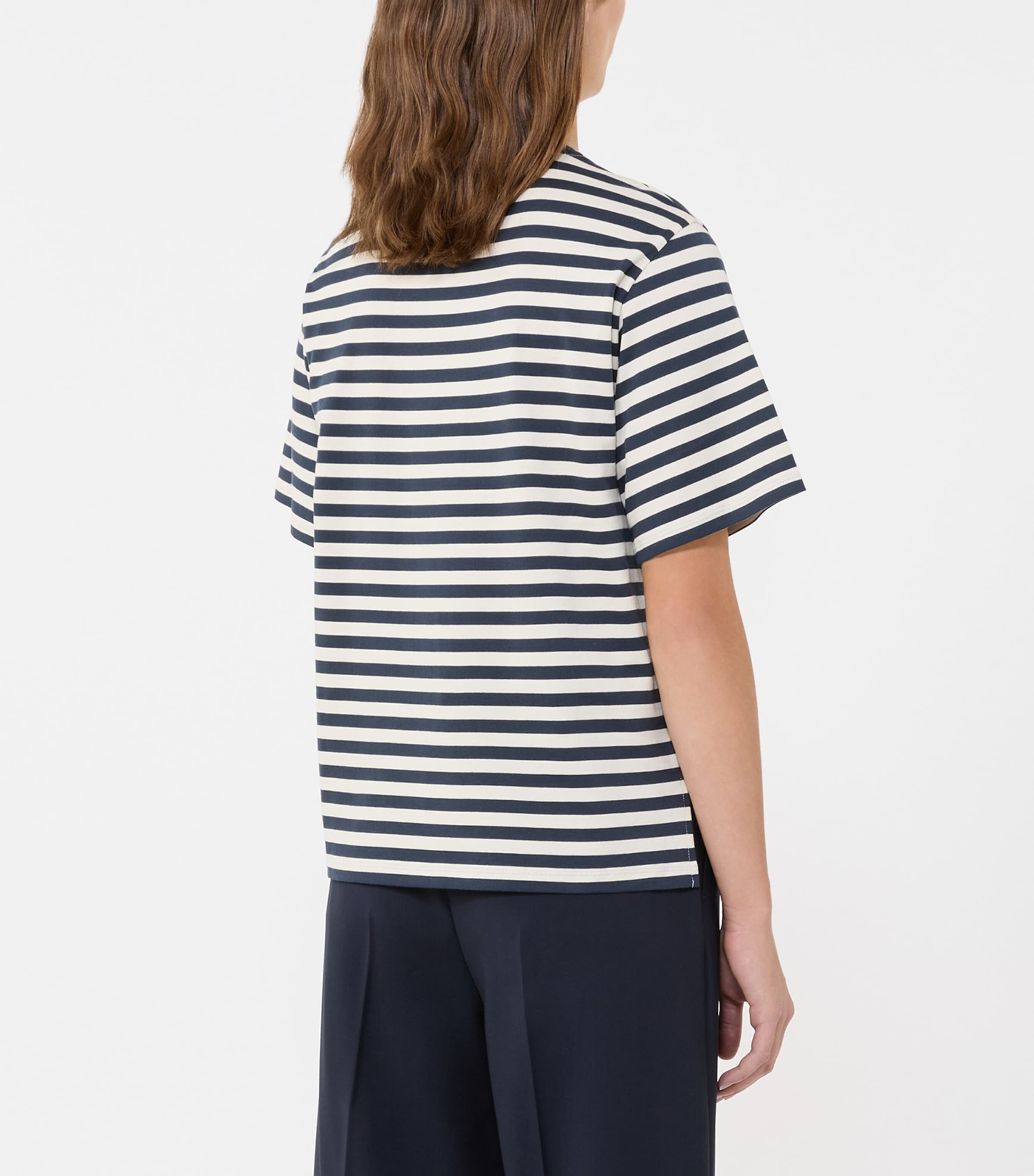 Weekend Max Mara Womens Cotton Stripe T-Shirt Ecru Image 3