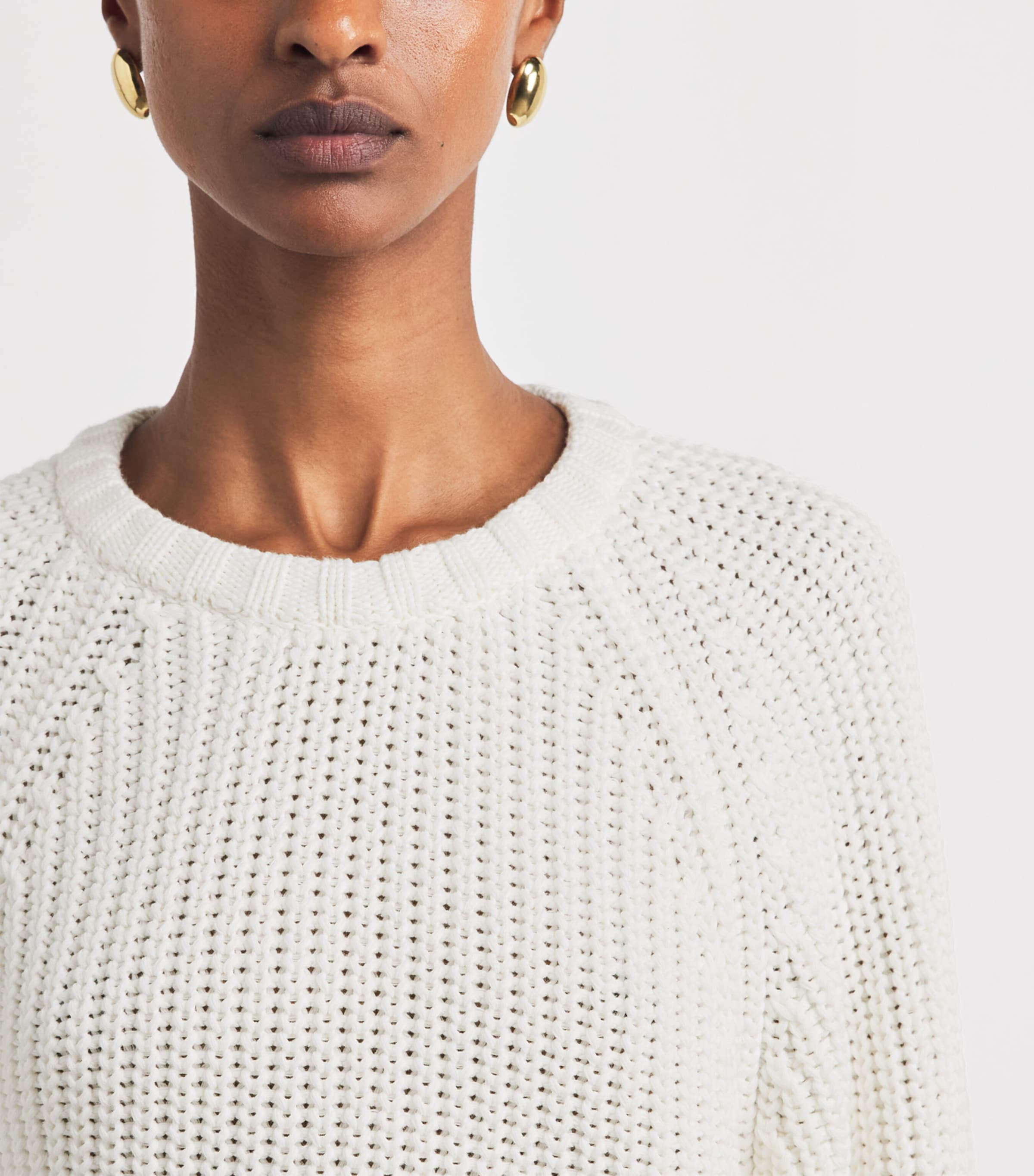 ME+EM Womens Organic Cotton Weekend Sweater Soft White Image 3