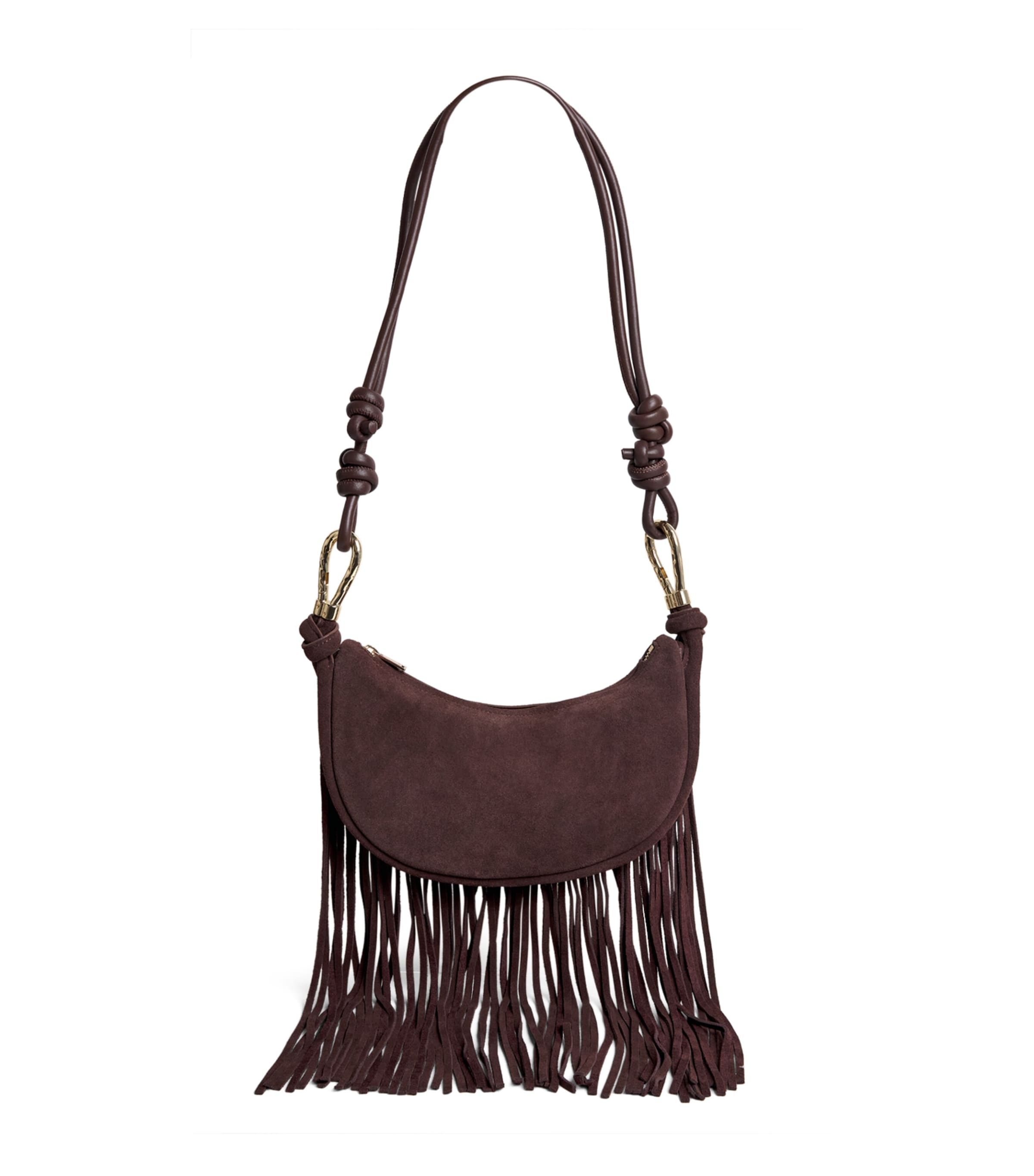 Simkhai Suede Fringe Avery Cross-body Bag In Brown