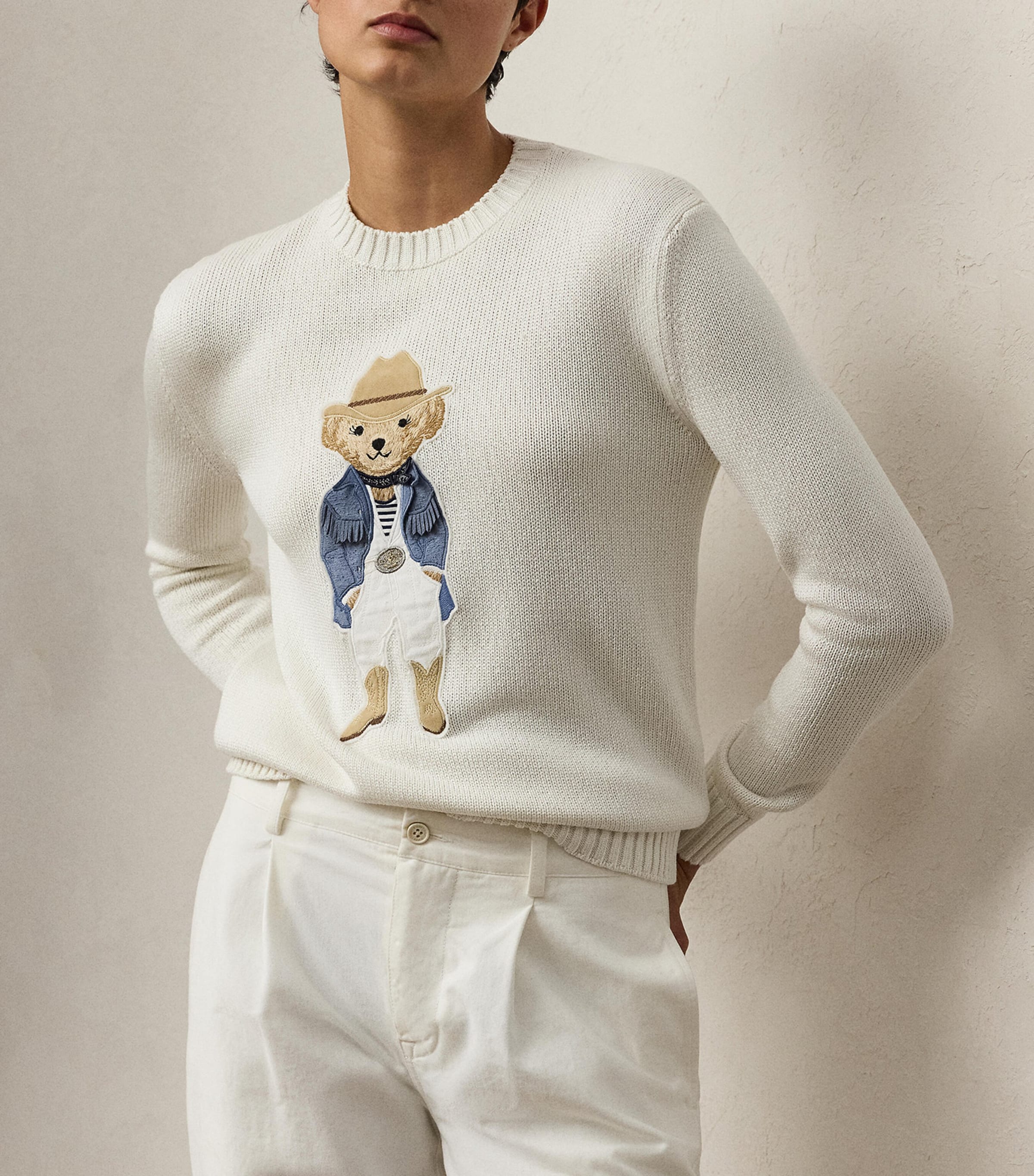 Silk Polo Bear Sweater CREAM Image 4