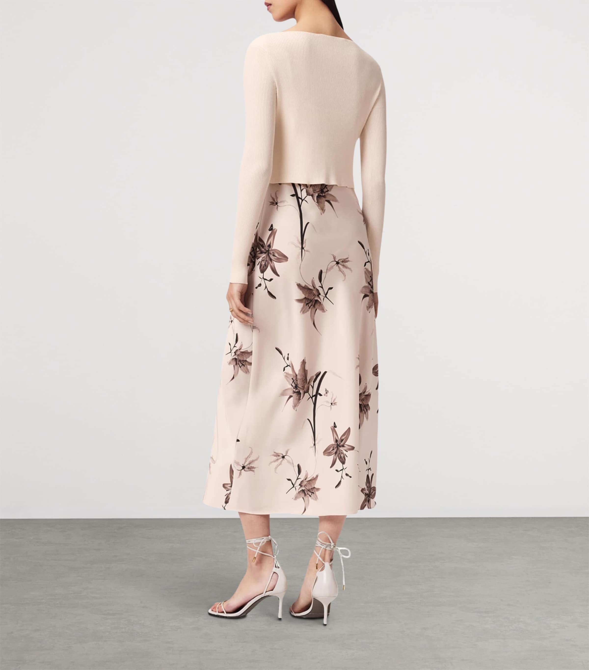 AllSaints Womens Hera 2-In-1 Midi Dress Petra Cream White Image 4