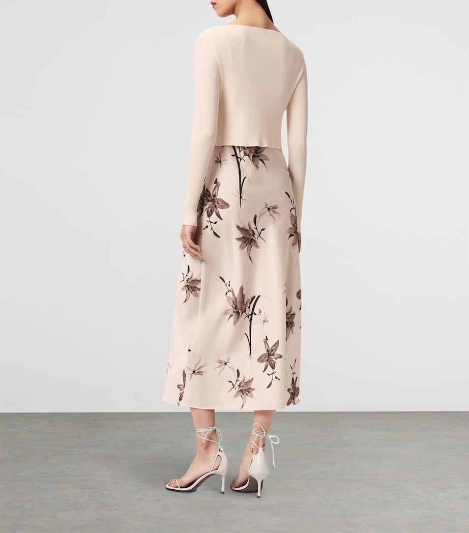 AllSaints Womens Hera 2-In-1 Midi Dress Petra Cream White Image 4