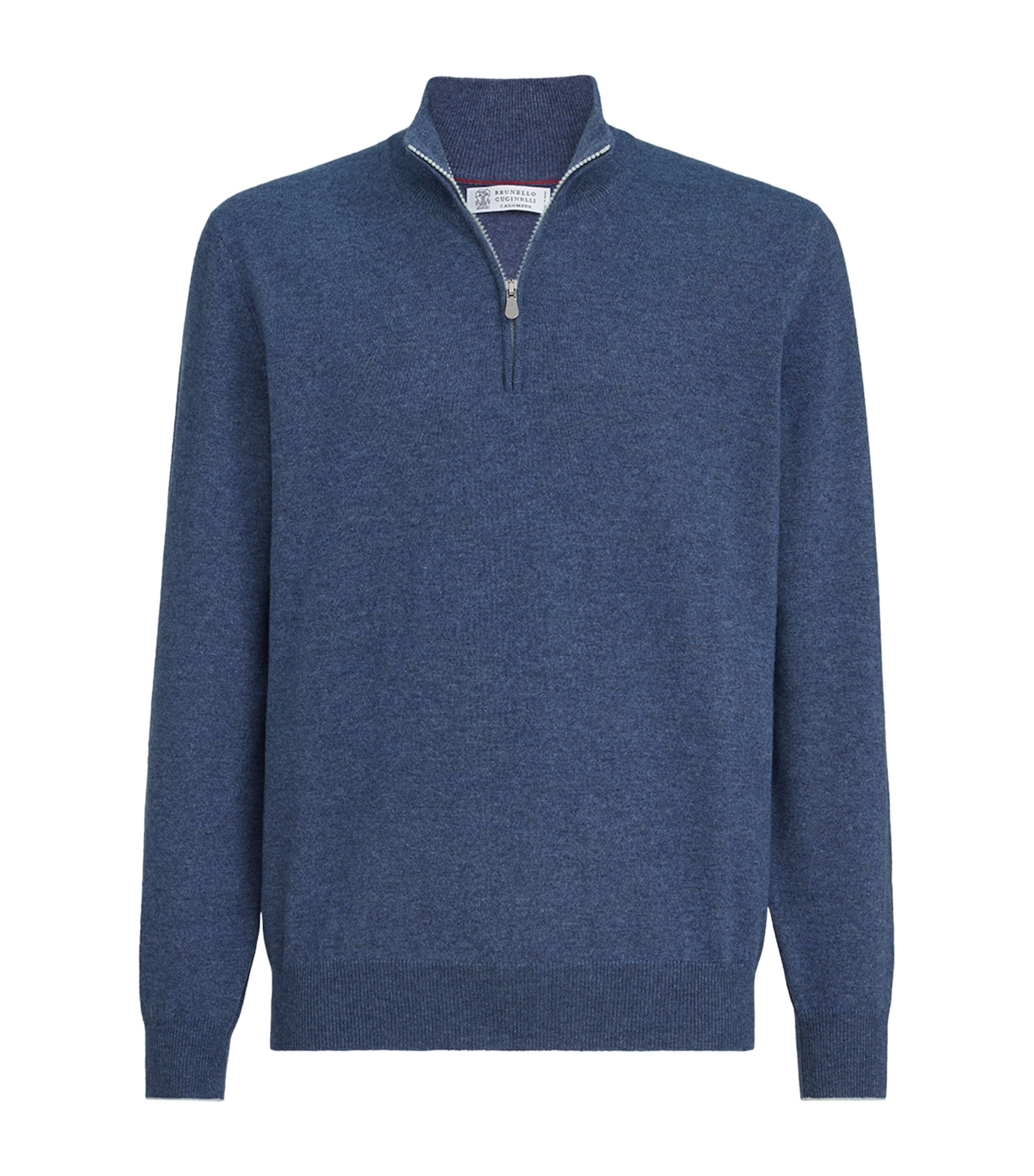 Brunello Cucinelli Mens Cashmere Half-Zip Sweater Image 1