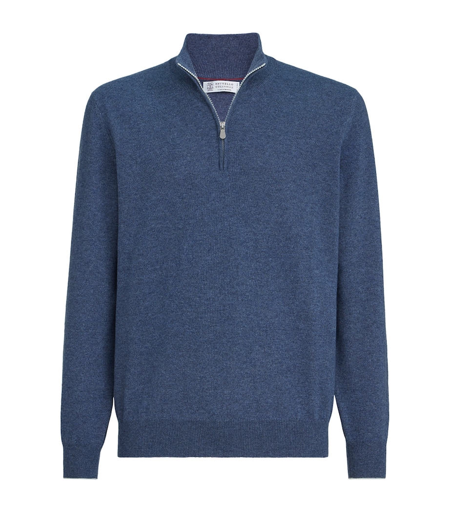 Brunello Cucinelli Mens Cashmere Half-Zip Sweater Image 1