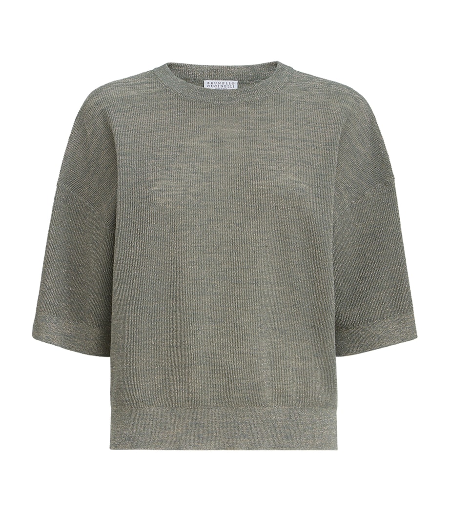 Brunello Cucinelli Womens Sparkling Short-Sleeve Sweater Image 1