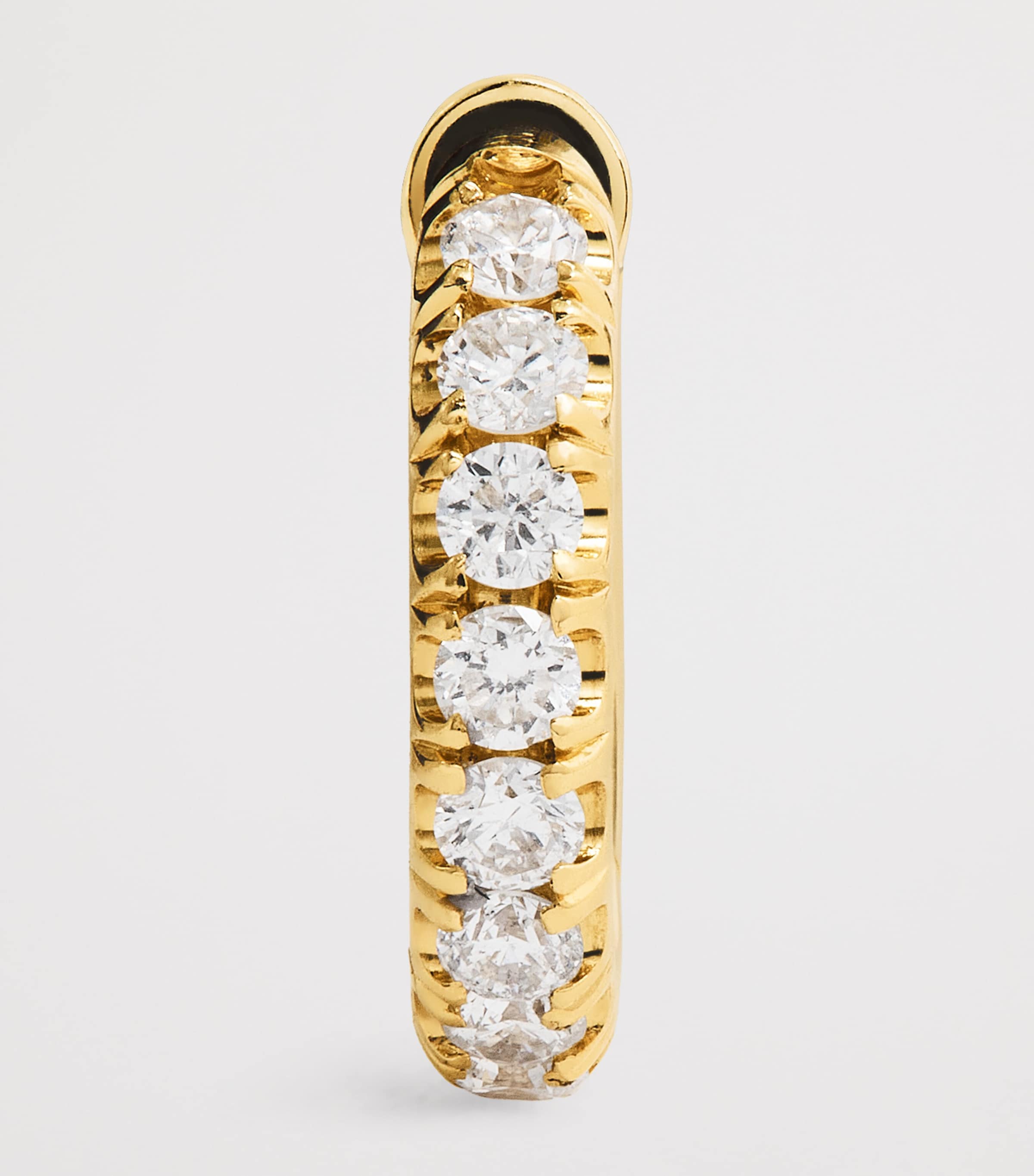 Mini Yellow Gold and Diamond Single Hoop Earring YELLOW GOLD Image 3