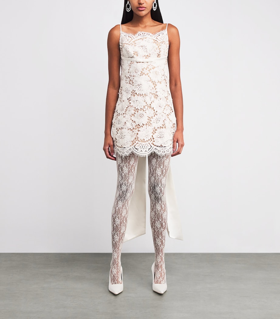 Lace Bow-Detail Mini Dress WHITE Image 3