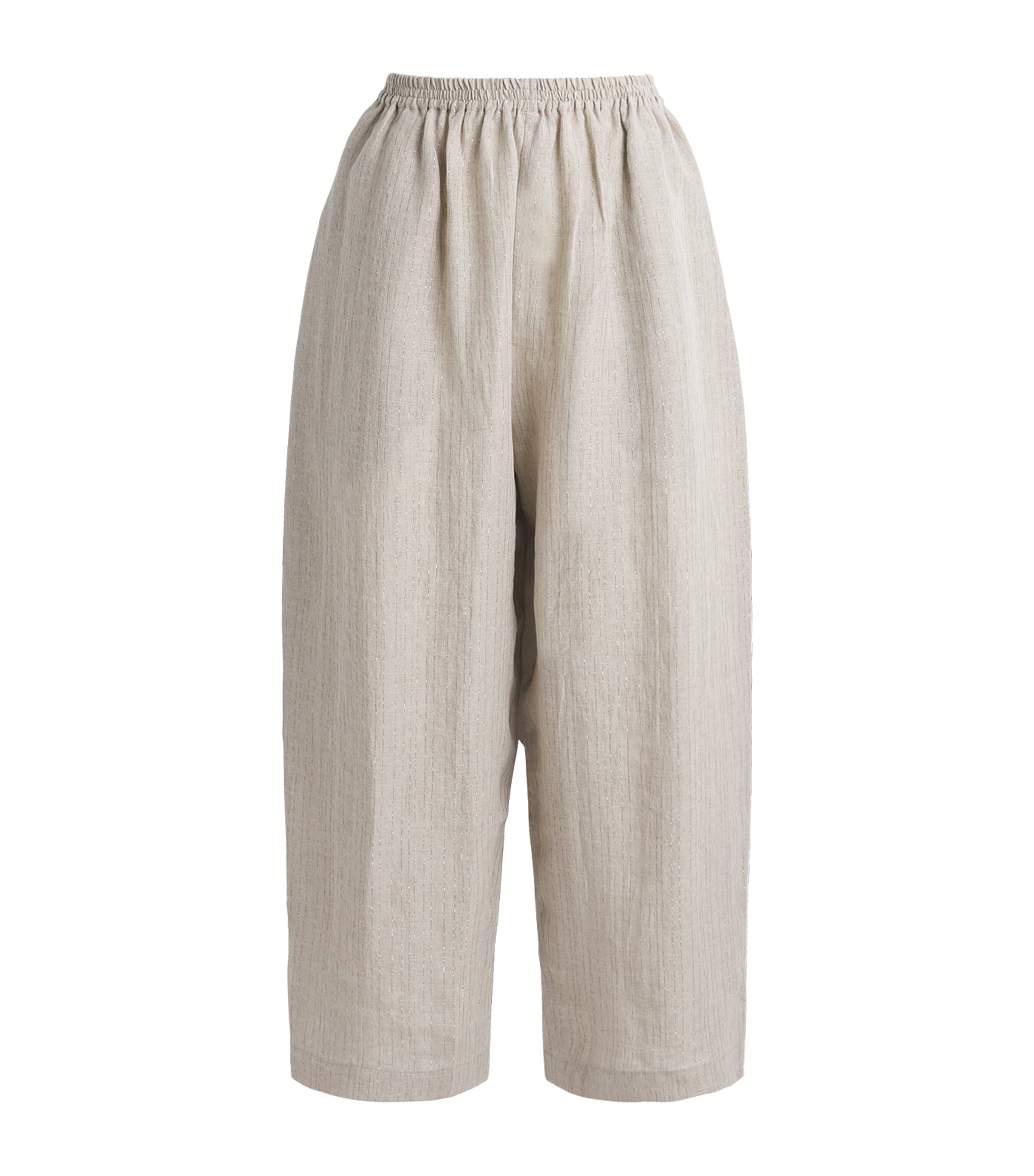 Eskandar Womens Linen-Blend Japanese Trousers Natural Image 1