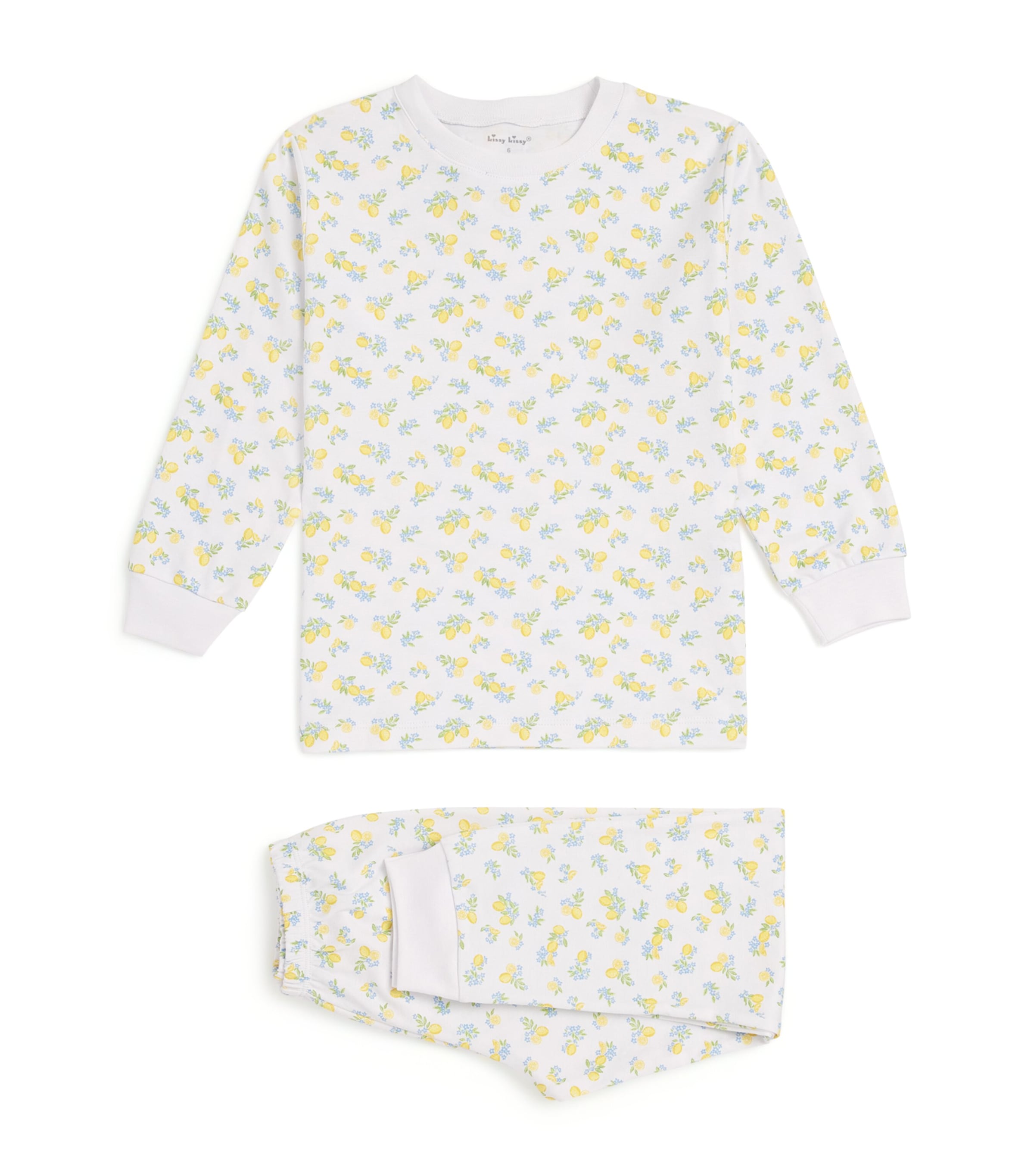 Pima Cotton Long-Sleeve Pyjamas (2-6 Years) K999LEMON BLOSSOMS Image 1