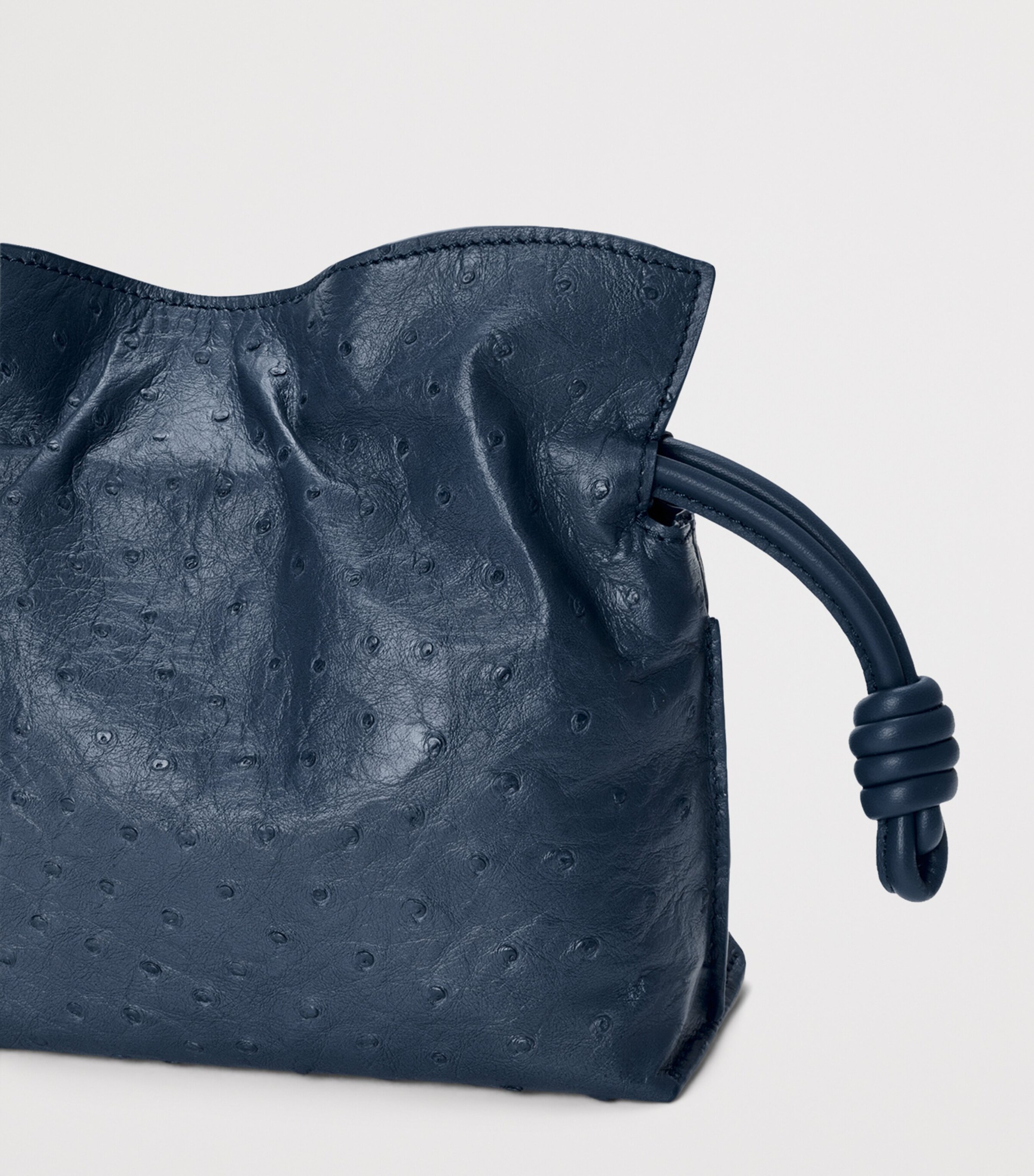 LOEWE Mini Ostrich Leather Flamenco Clutch Bag Deep Navy Image 6