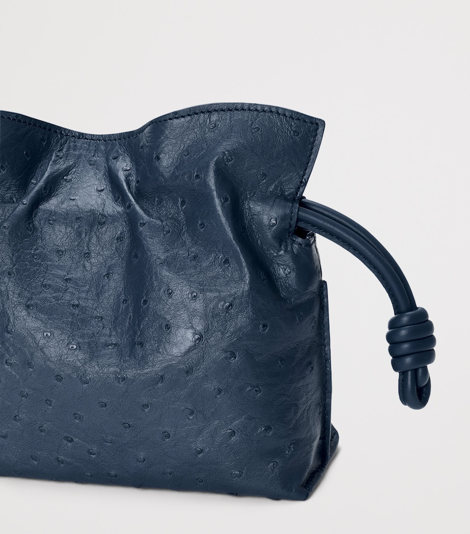 LOEWE Mini Ostrich Leather Flamenco Clutch Bag Deep Navy Image 6