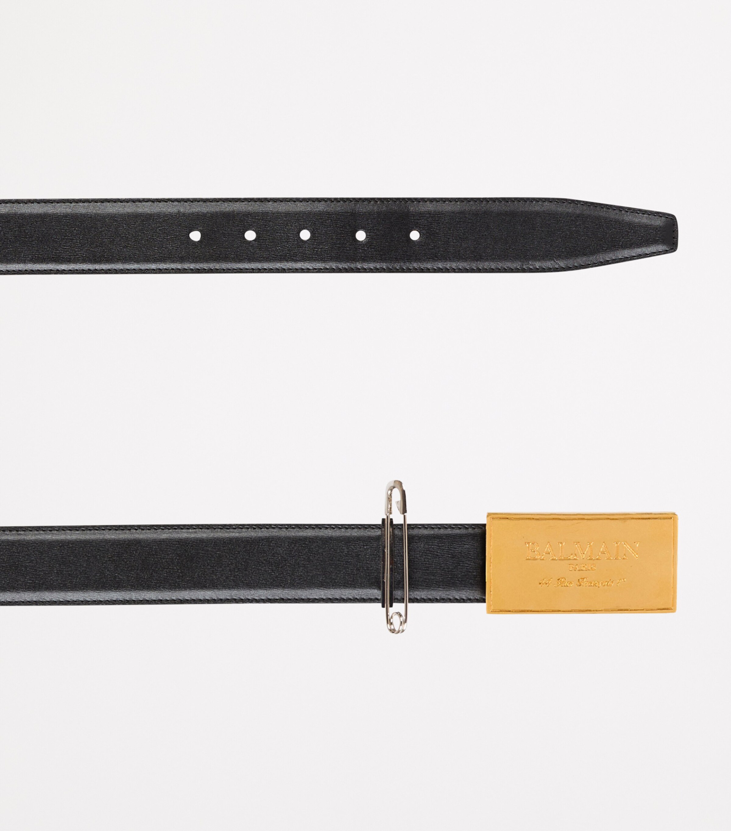 Balmain Leather Safety Pin Belt Noir/argent/brass Image 4