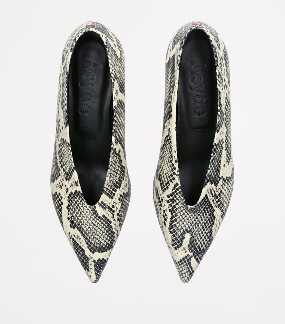 Leather Snake Print Clara Pumps 35 CREAM Image 5