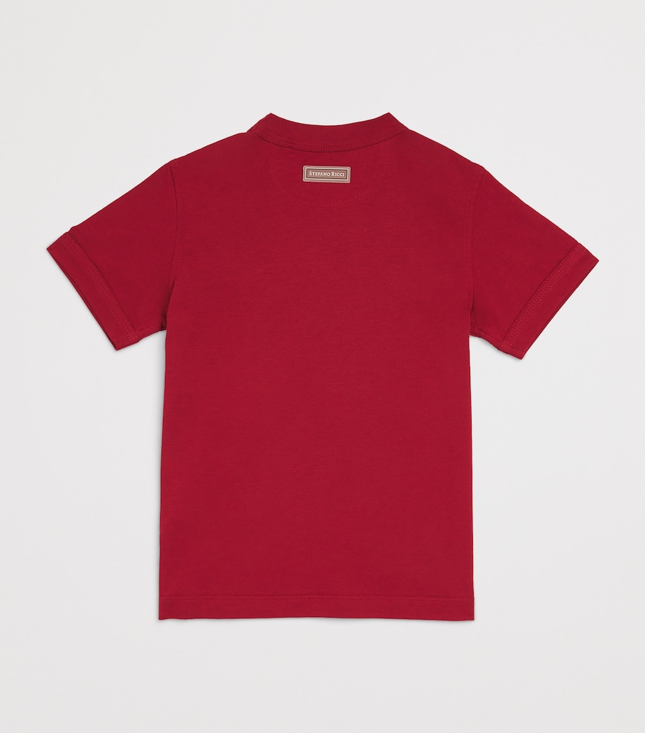 Stefano Ricci Kids Cotton-Blend Logo T-Shirt (6-16 Years) Red Image 2