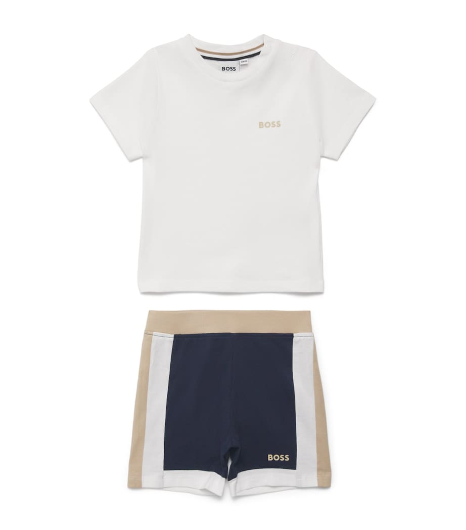 BOSS Kidswear Logo T-Shirt and Shorts Set (3-18 Months) White Image 1