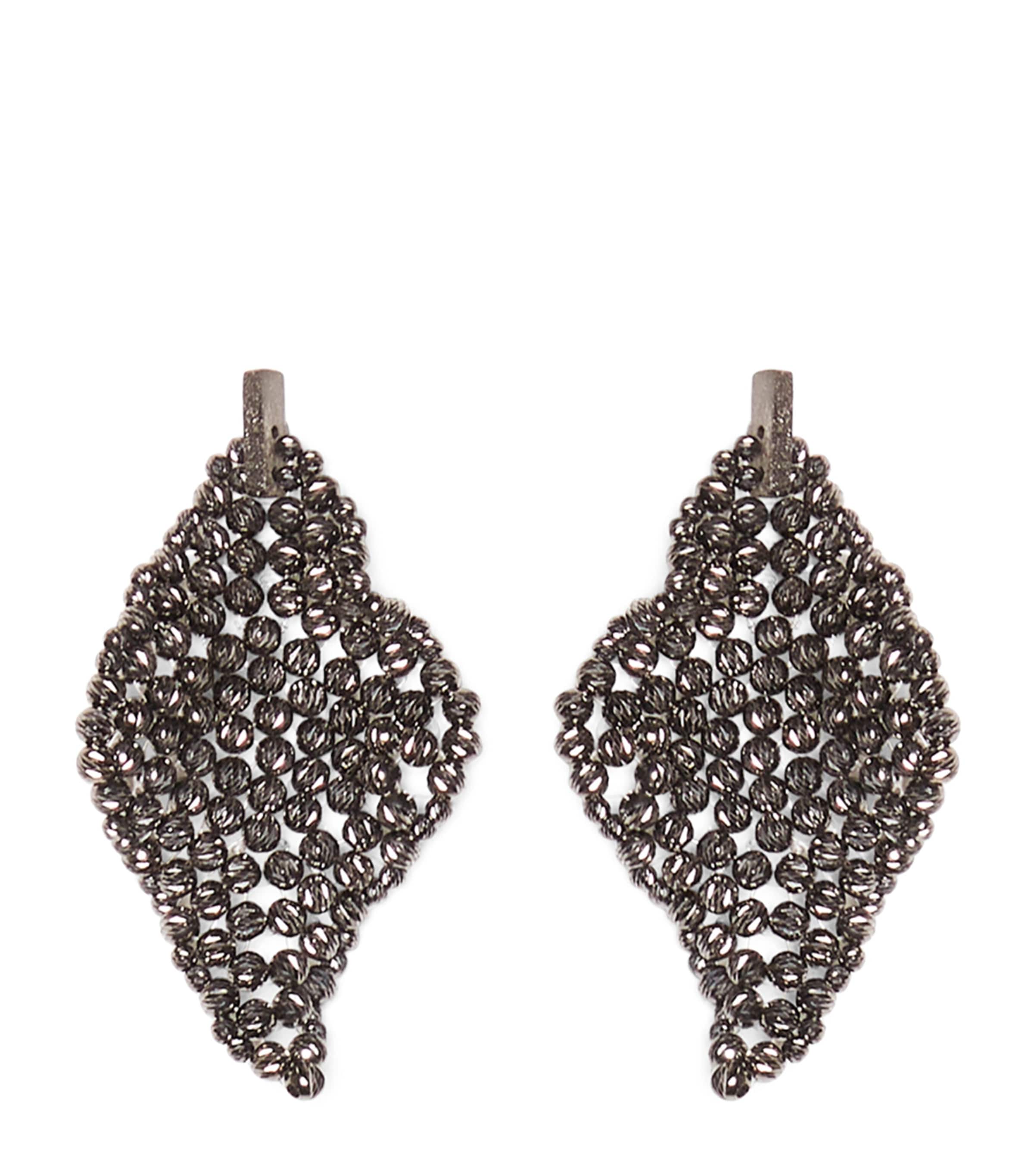 BRUNELLO CUCINELLI STERLING SILVER SCULPTURED DROP EARRINGS