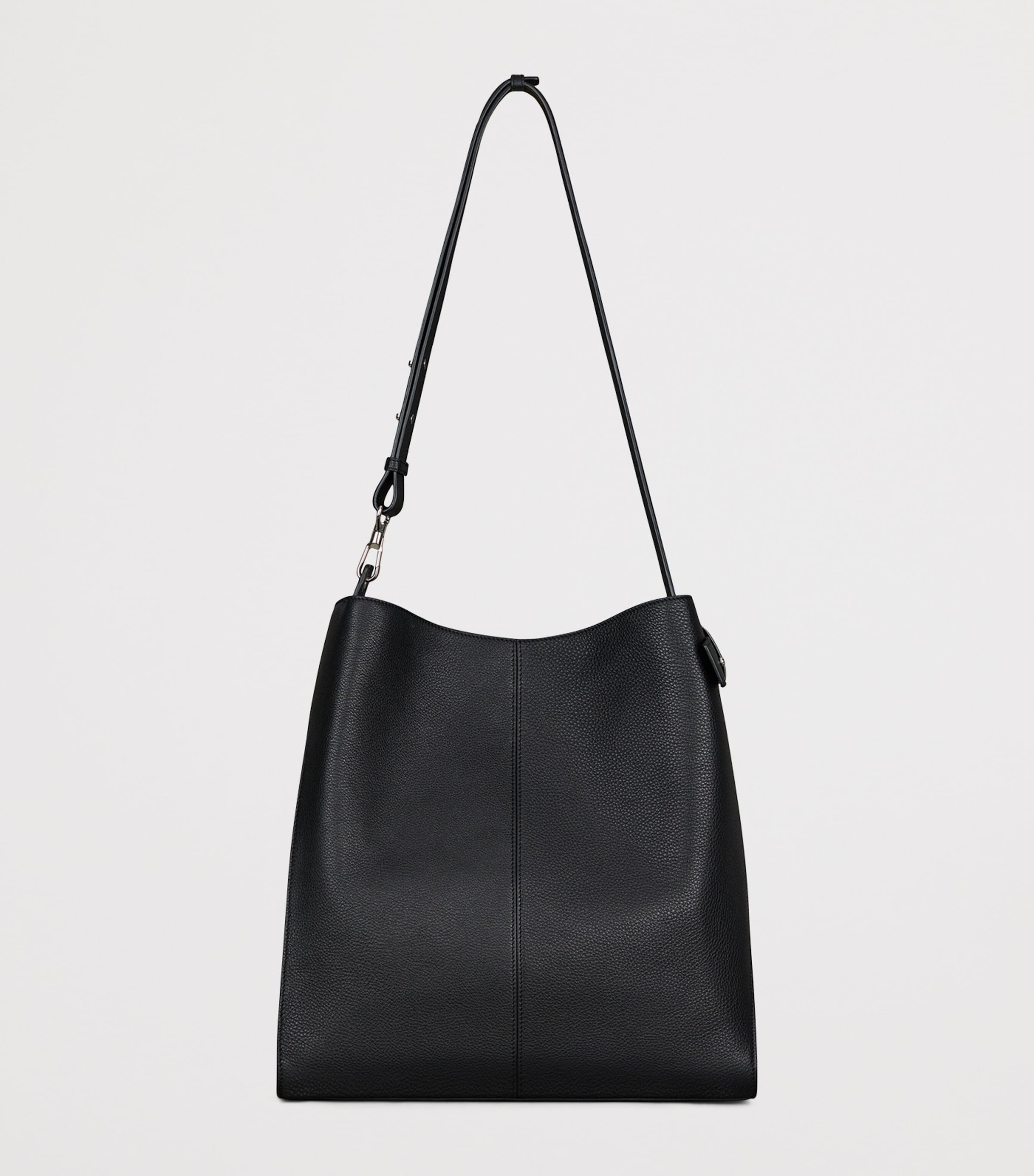 Medium Leather Belted Shoulder Bag BLACK Image 5
