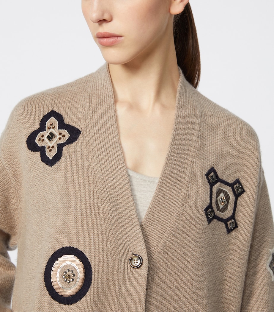 Wool-Cashmere Patch Cardigan SAND Image 6