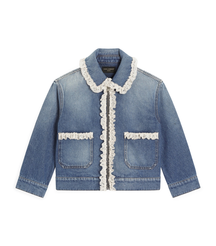 Dolce&Gabbana Kids Lace-Trim Denim Jacket (8-12+ Years) Combined Colou Image 1