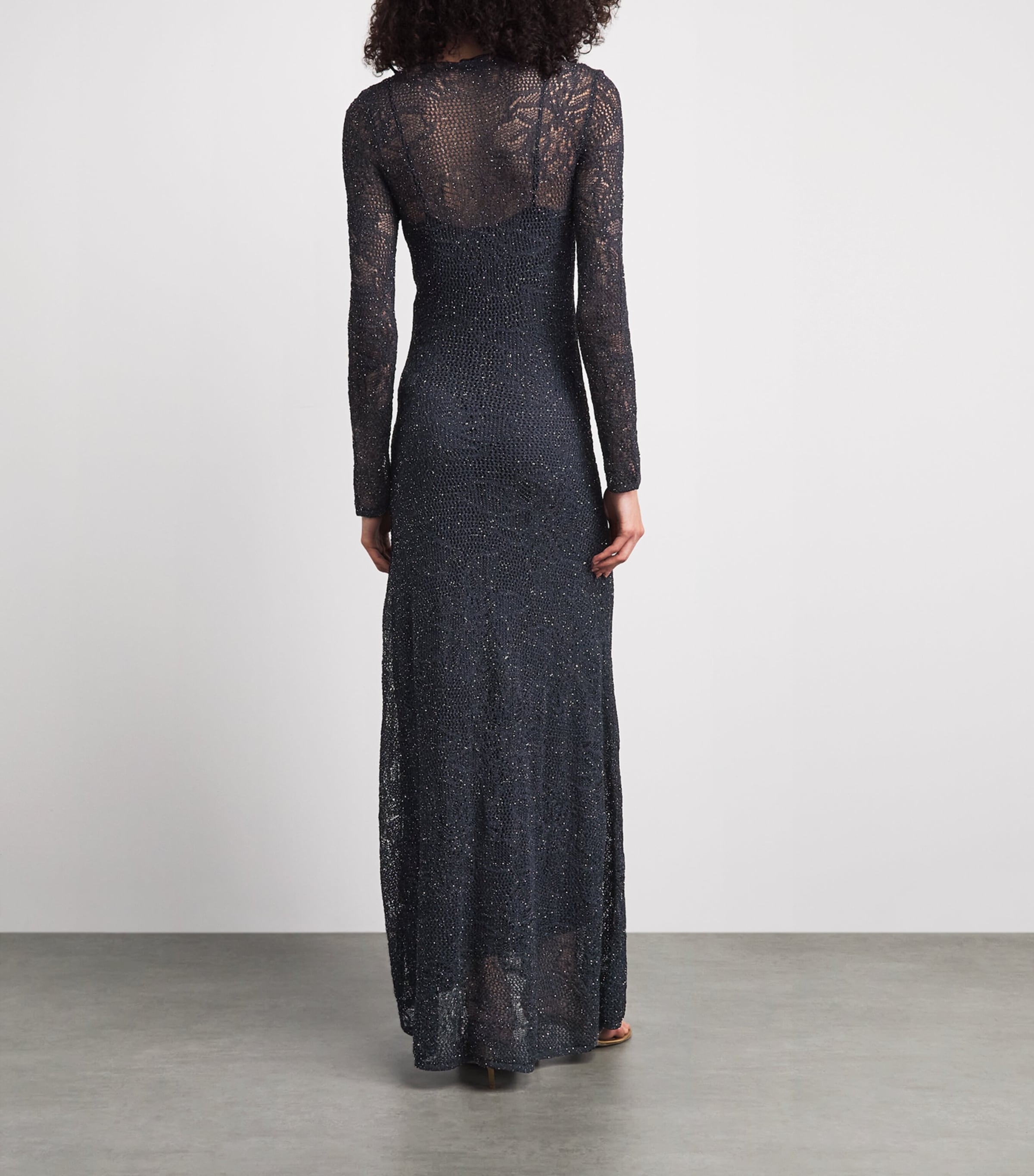 Fabiana Filippi Womens Sequinned Lace Maxi Dress Blu Notte Image 4