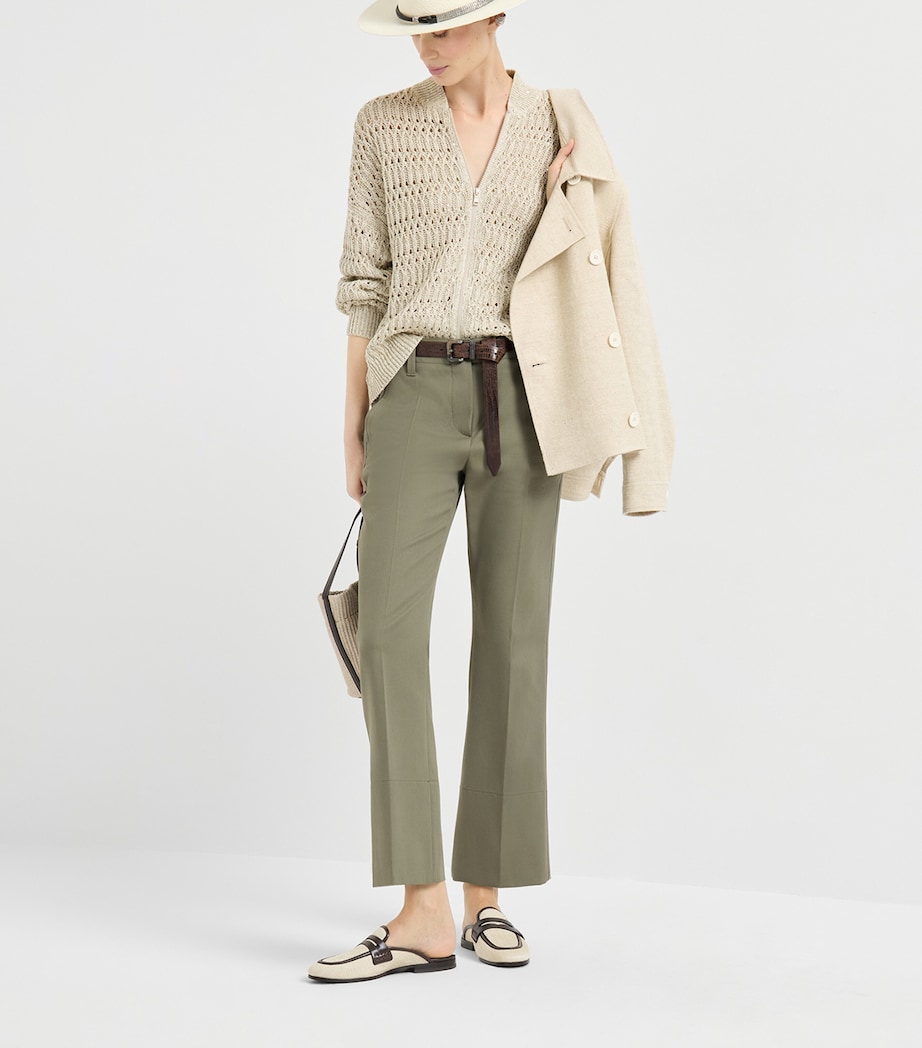 Brunello Cucinelli Womens Stretch-Cotton Flared Trousers Image 2