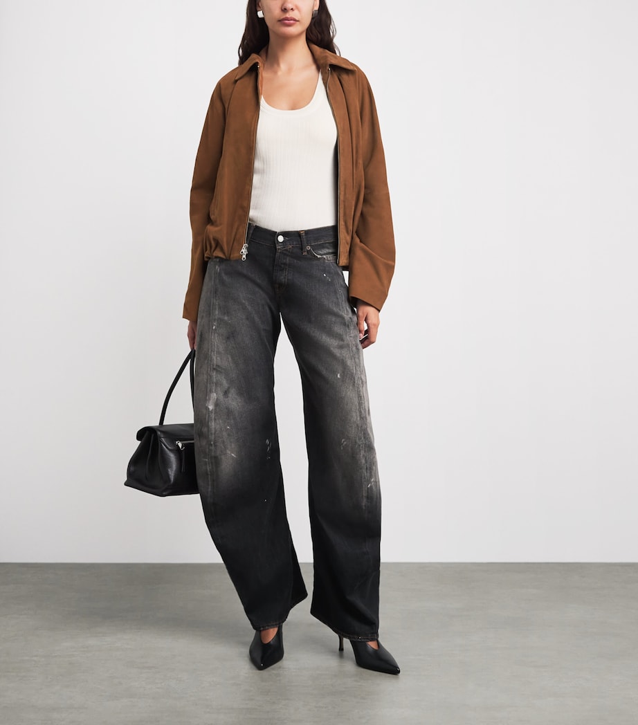 Herskind Womens Suede Ray Bomber Jacket Cognac Image 2