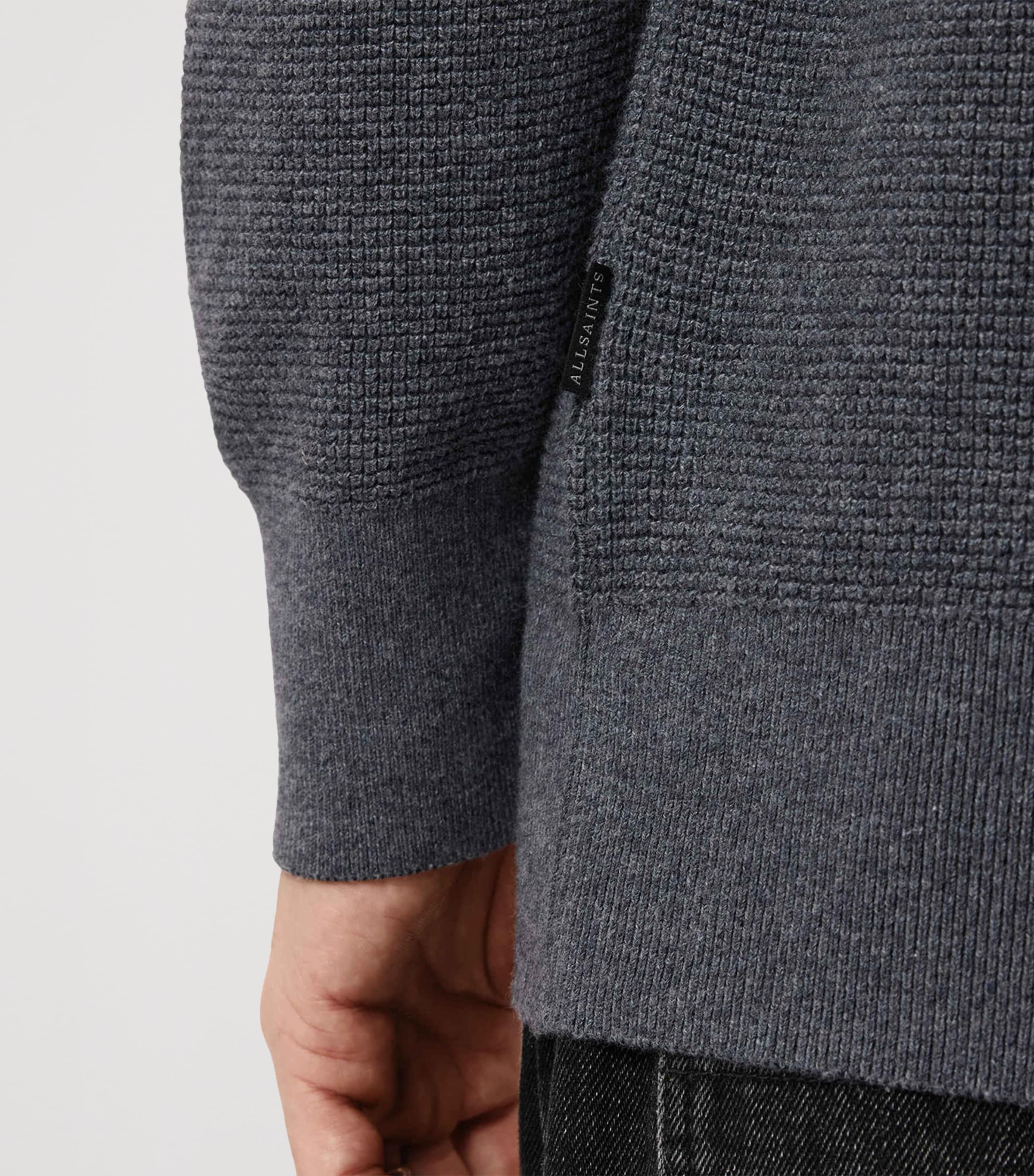 AllSaints Mens Organic Cotton-Wool Aspen Sweater Slate Blue Image 7