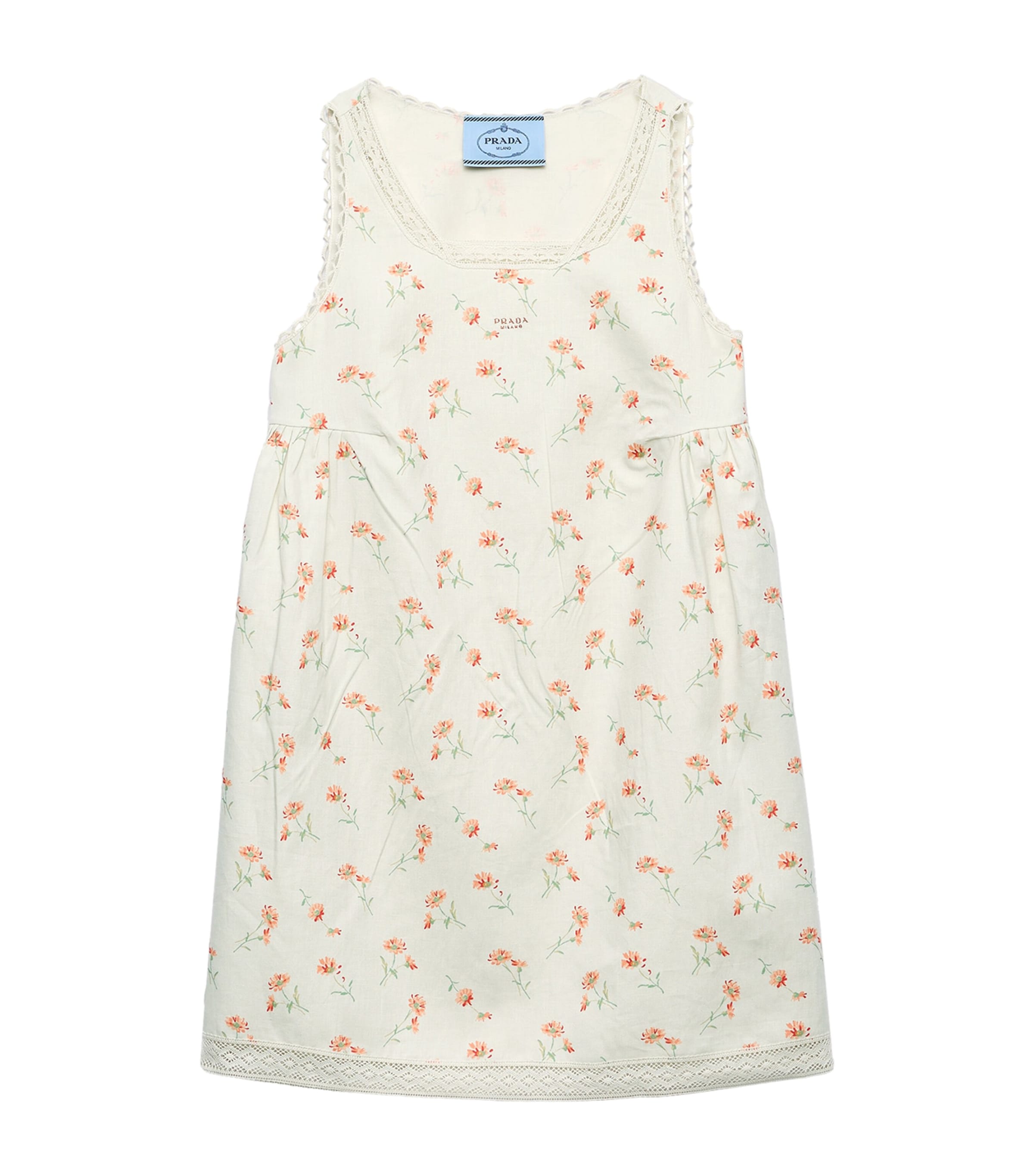 Prada Floral print linen miniskirt 関税込 Natural Floral print linen miniskirt | PRADA