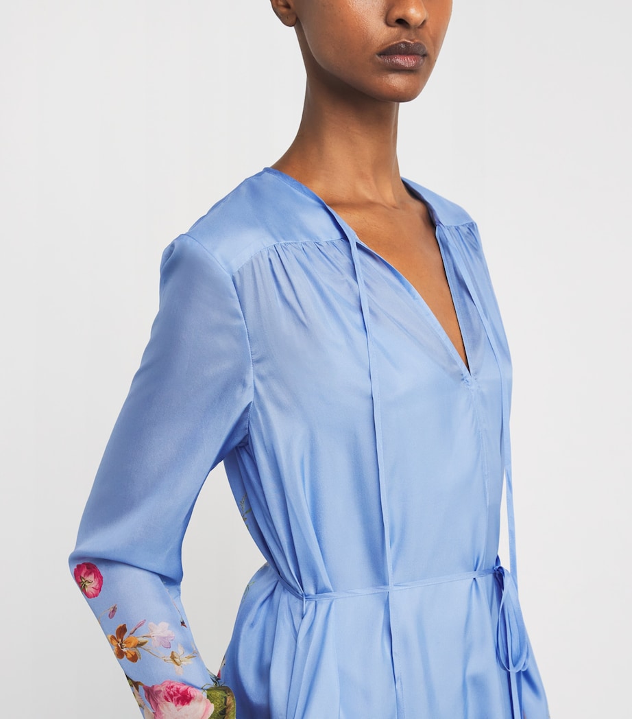 Silk Gathered Patience Midi Dress CORNFLOWER FLORALCFF Image 5