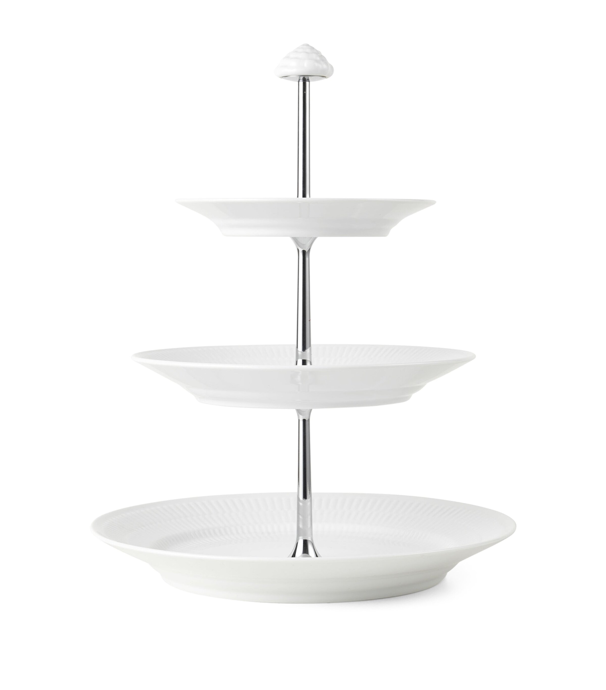 Royal Copenhagen Porcelain White Fluted 3-Layer Étagère (35cm) White Image 3