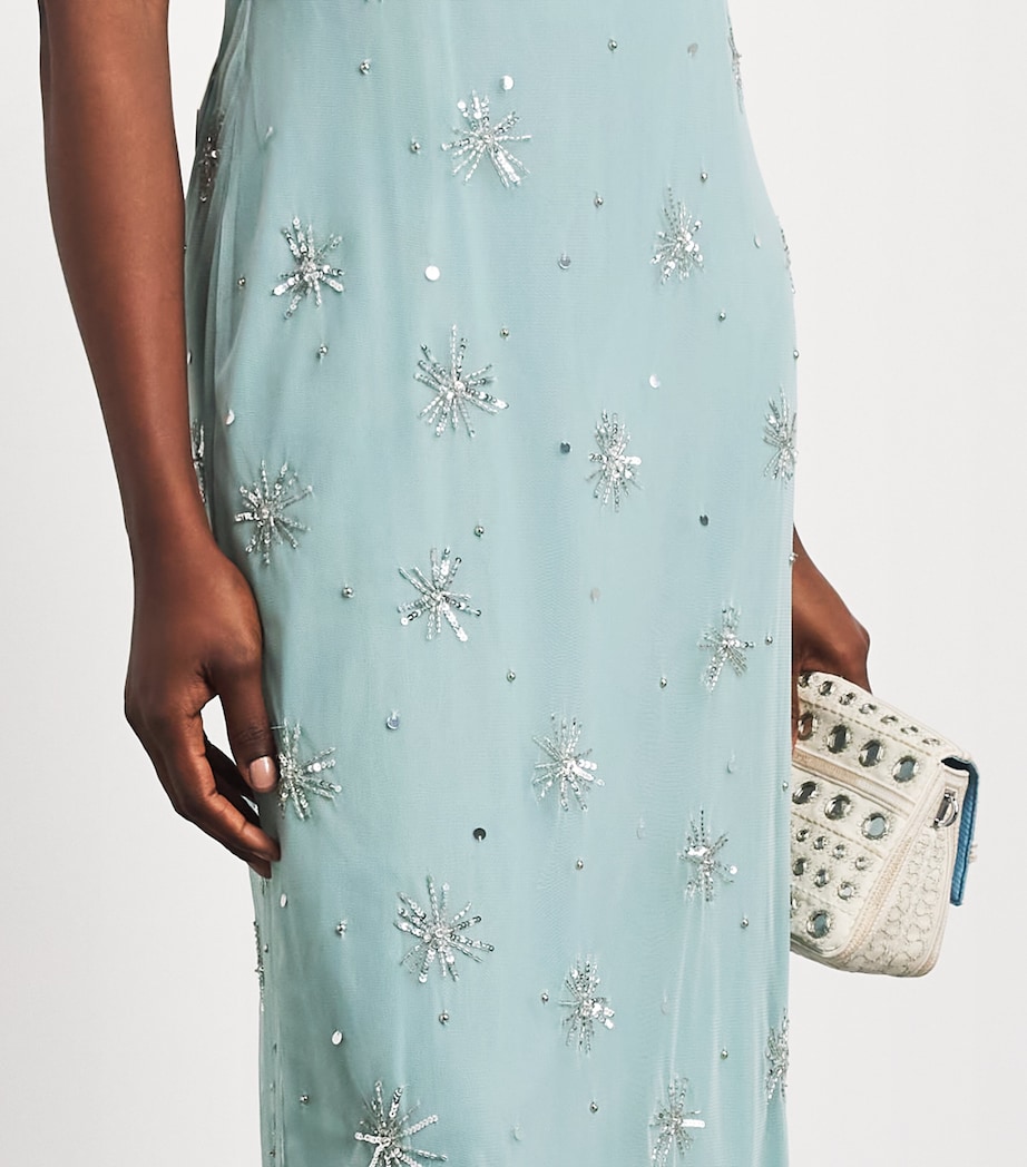 STAUD Womens Embellished Azzurra Midi Dress Lksd Lakeside Image 5
