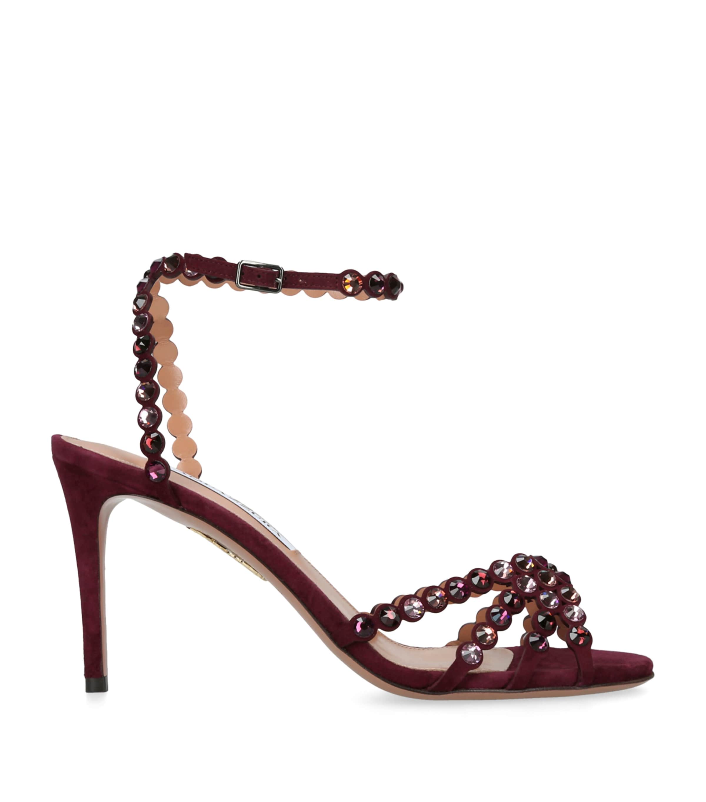 Aquazzura 90mm Embellished Scalloped-edges Heeled Sandals In Brown