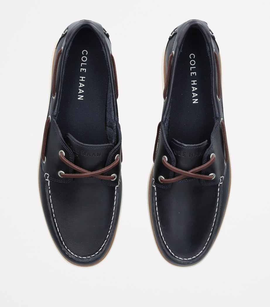 Leather GrandPrø Windward Boat Shoes NAVY Image 4