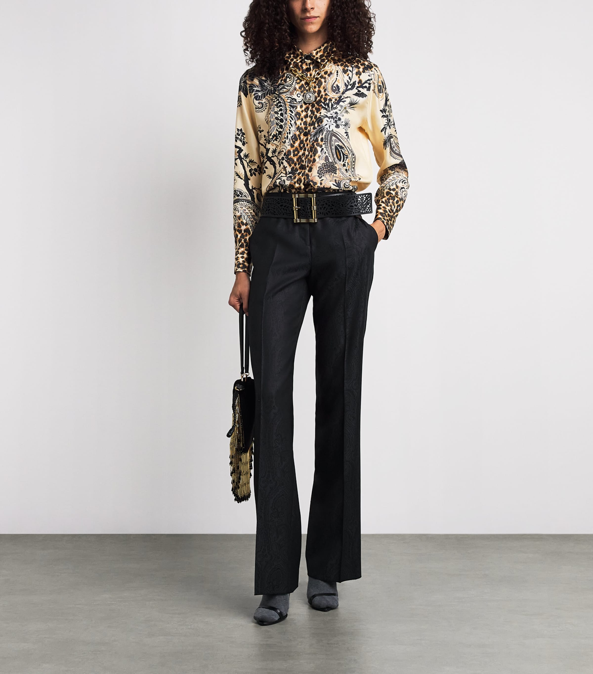 Etro Womens Silk Leopard Shirt Beige Image 2